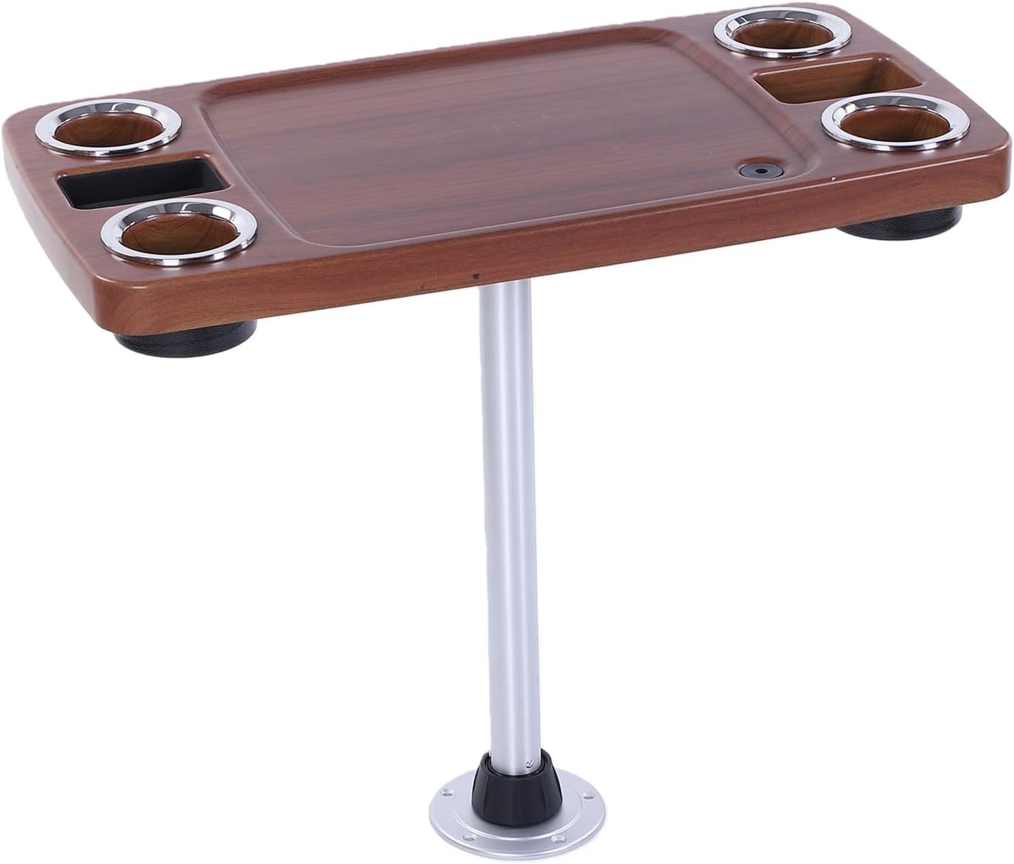 banapoy Boat Table Set, Rectangular Pontoon Table Removable Tabletop with Pedestal Leg, 4 Drink Holders, 2 Phone Stands, for Marine Boats Yacht Pontoon RVs, 34.06 x 18.11 x 29.53in