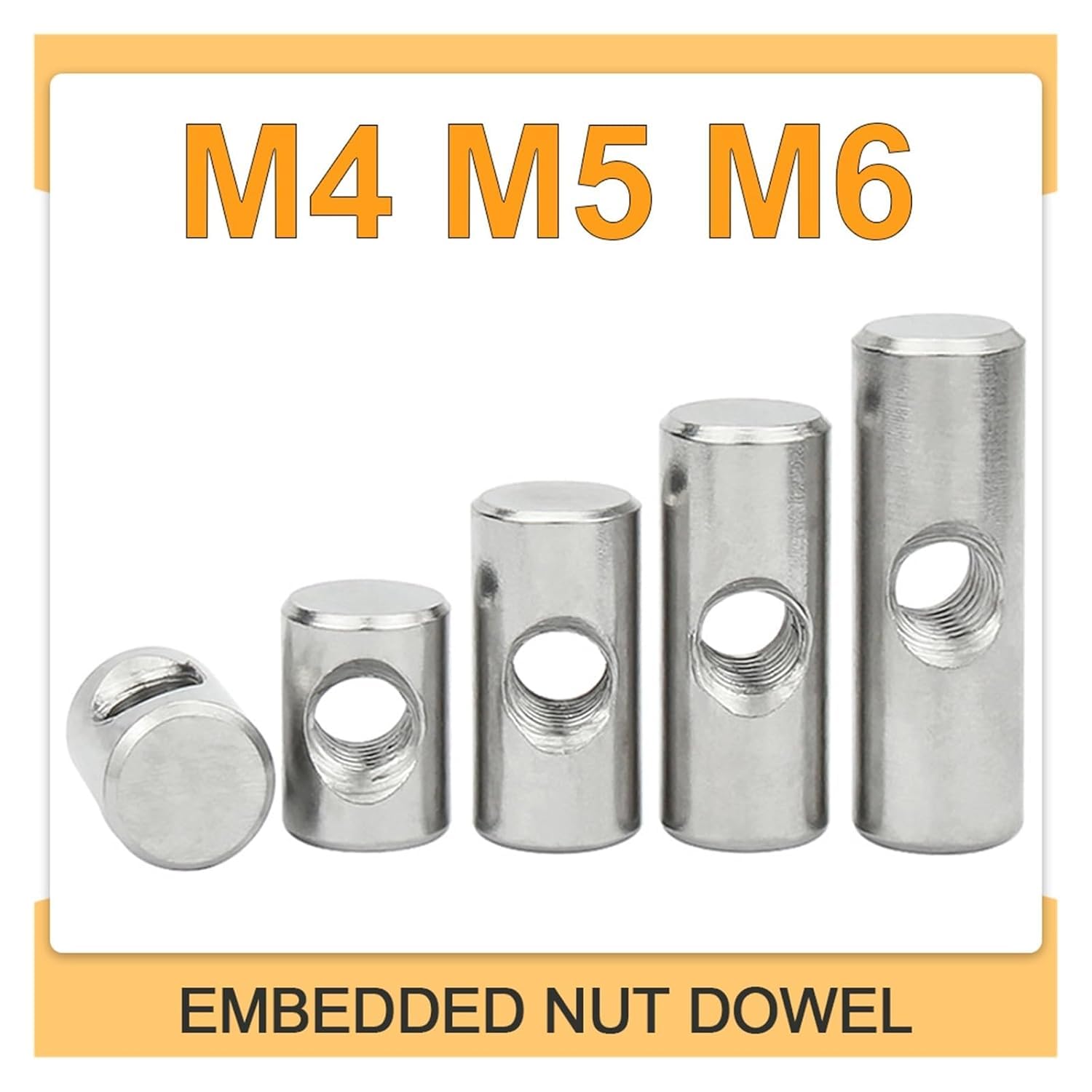 Furniture Barrel Nuts, 10PCS Barrel Bolts Cross Dowel Slotted Fittings Bed Or Chair Horizontal Hole Nut(OD6 M4x10)