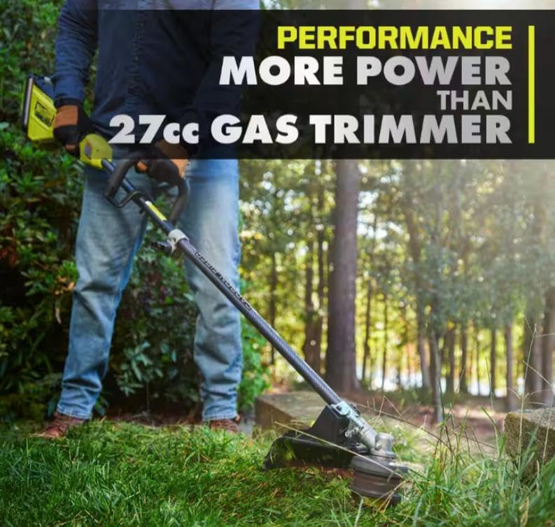 CUSHYBITE 40V HP Brushless 16-inch Cordless String Trimmer, 4.0 Ah Battery, and Charger laid out.