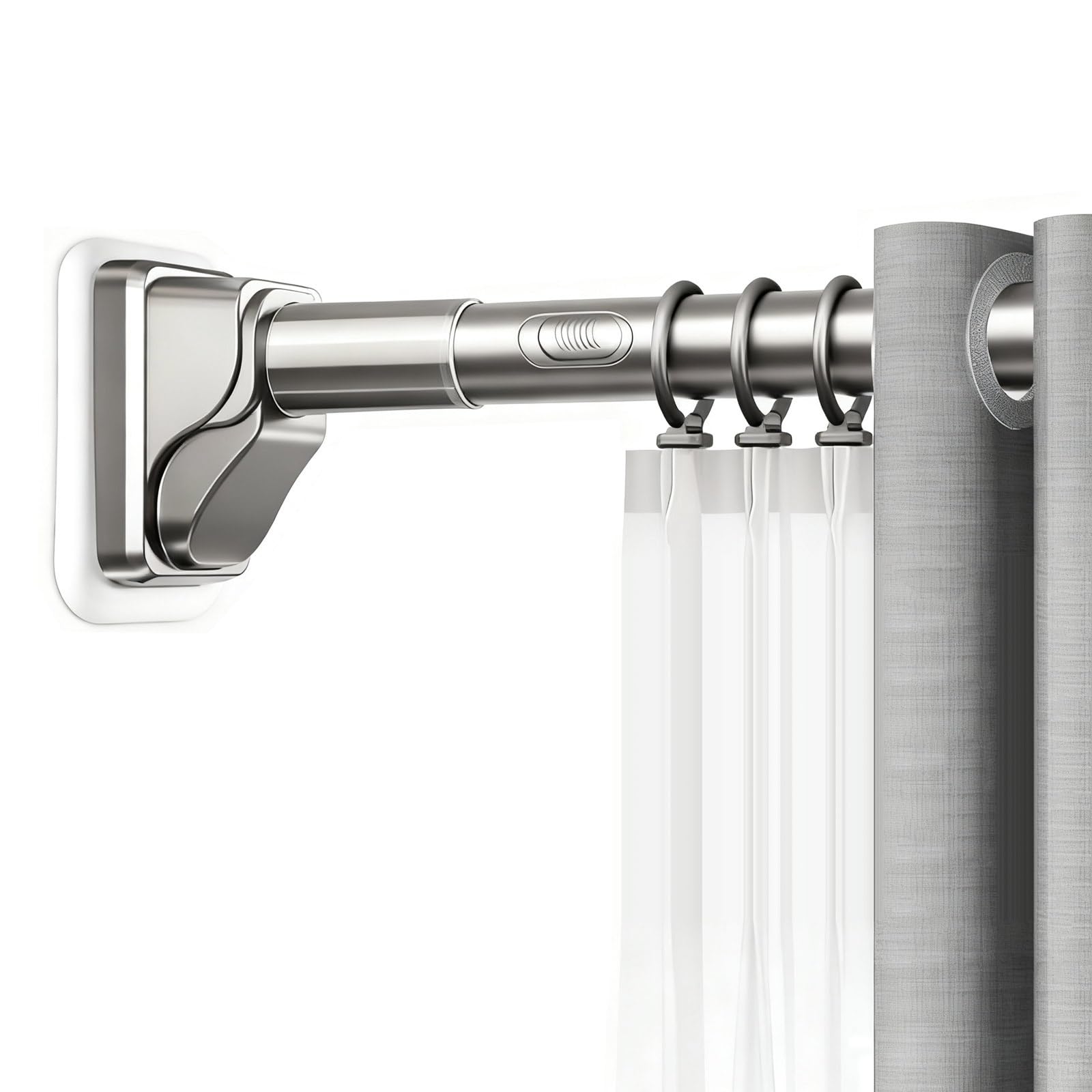 GLDYTVF Adjustable Non Drill Anti Slip Shower Curtain Rod Telescopic Tension Rod for Bathroom Gray 70 120cm Perfect for Bathtubs and Changing Rooms
