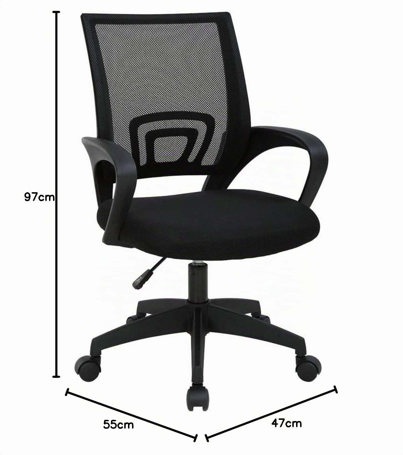DASCK Pack 2 Sillas Oficina Ergonómicas – Malla Transpirable, Altura Ajustable, Ruedas 360°, Base Negra, para Oficina y Home Office - Color Negro
