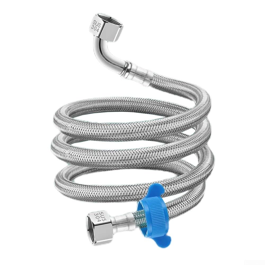 Eawfgtuw Tuyau de douche flexible en acier inoxydable tressé 60/80/100 cm – Pour évier de salle de bain, cuisine, eau chaude et froide pour chaudières, toilettes, cuisines (80 cm)