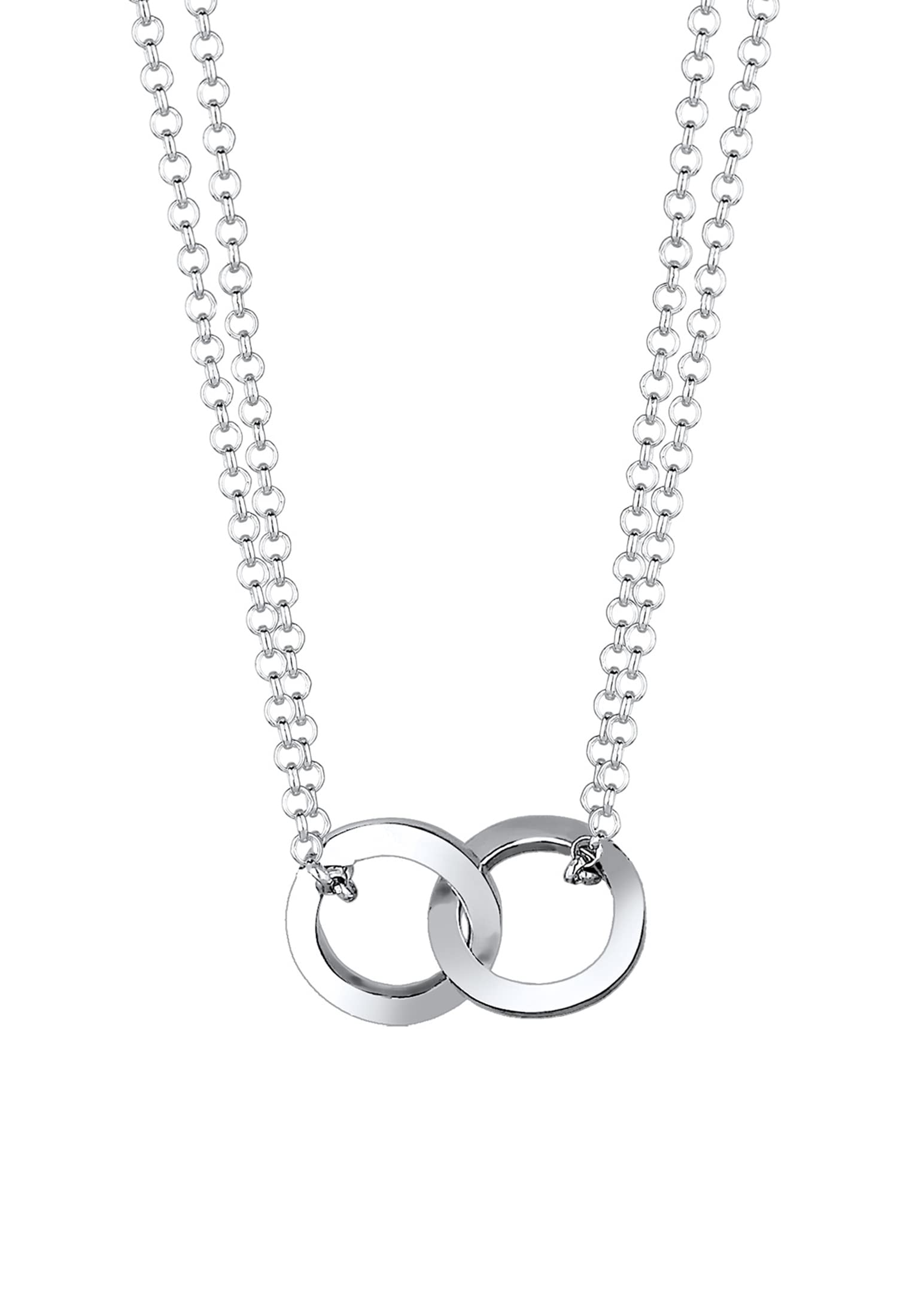 Elli Women's 925 Sterling Silver Circle Geo Trend Bloggers Layer Necklace Chain with Pendant of Length 40 cm