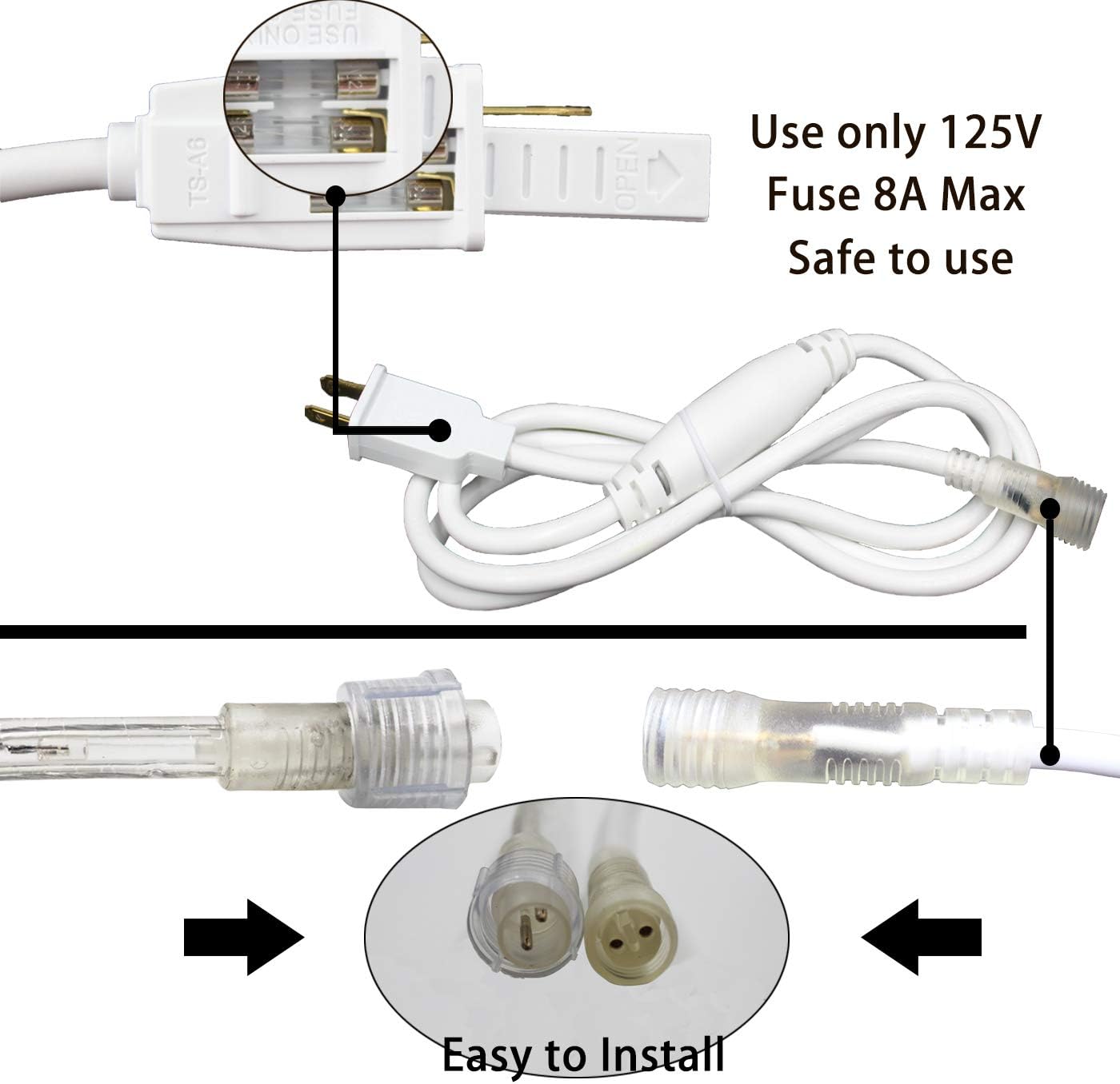 Gеt Dіѕсоunt 70% Prісе LED Rope Lights Outdoor Indoor Rope Lighting Waterproof, 110V Plug in Rope Light with Power Socket Connector Fuse Holder (66, Warm White)
