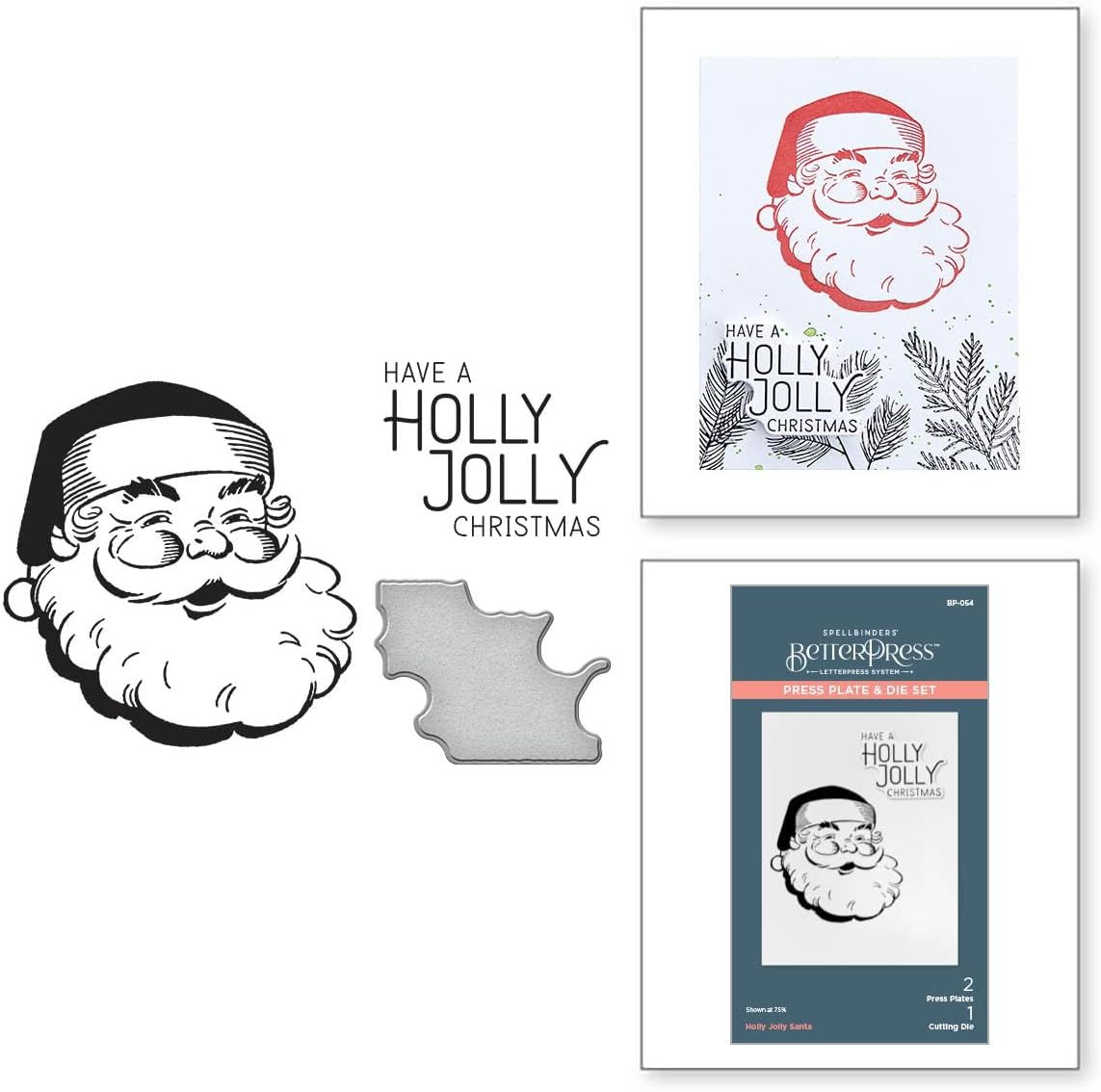 Spellbinders Holly Jolly Santa Press Plate, Metal