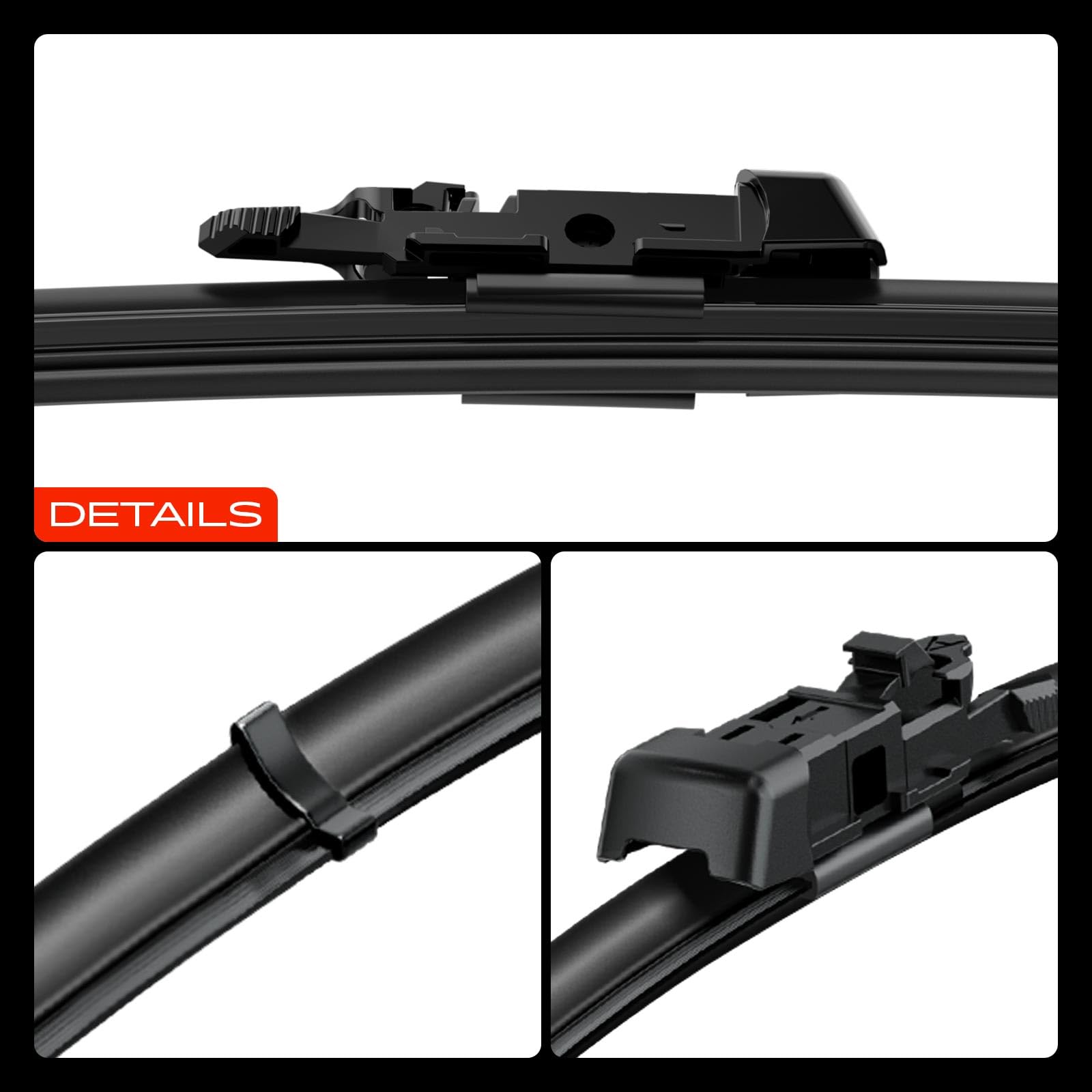 Frankberg 2 escobillas limpiaparabrisas delanteras de 600 mm/500 mm | Incluye indicador de desgaste und Paño de limpieza, 600 mm/500 mm, Al frente; Compatible con: M.u.s.t.a.n.g Mach-E CGW