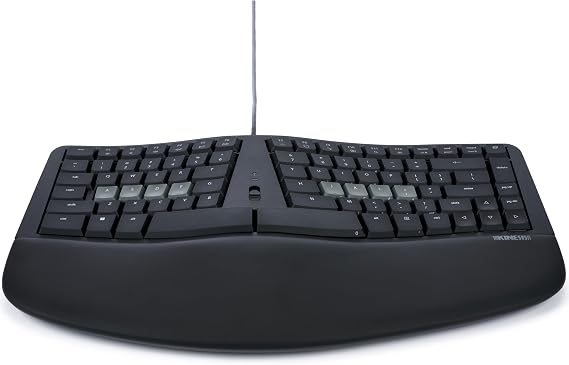 KINESIS mWave Ergonomic Keyboard for PC (Black) | Mechanical Switches | Bluetooth & USB | Programmable | Backlit | Windows Modifiers & Hotkeys