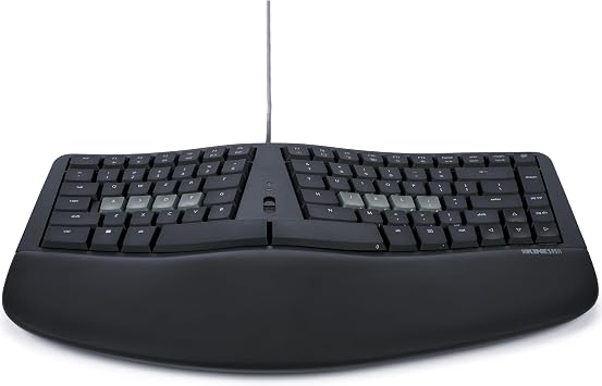 KINESIS mWave Ergonomic Keyboard for PC (Black) | Mechanical Switches | Bluetooth & USB | Programmable | Backlit | Windows Modifiers & Hotkeys
