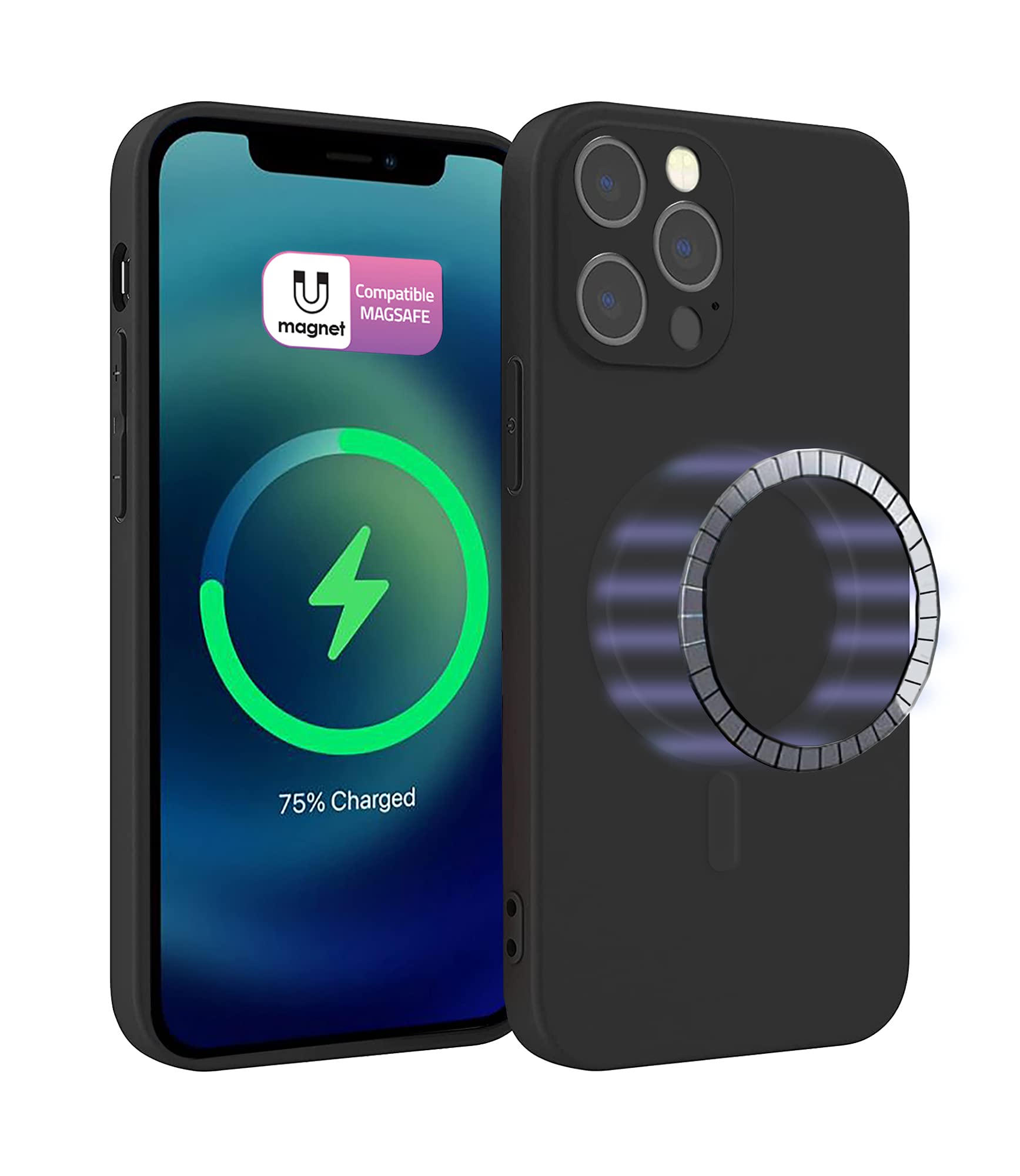 ICOVERI Funda Silicona Magnética para iPhone 13 Pro, Compatible con Magsafe, Imanes Incorporados, Prueba de Golpes, Antiarañazos, Protección cámara. Carcasa Silicona Colores (iPhone 13 Pro, Negro)