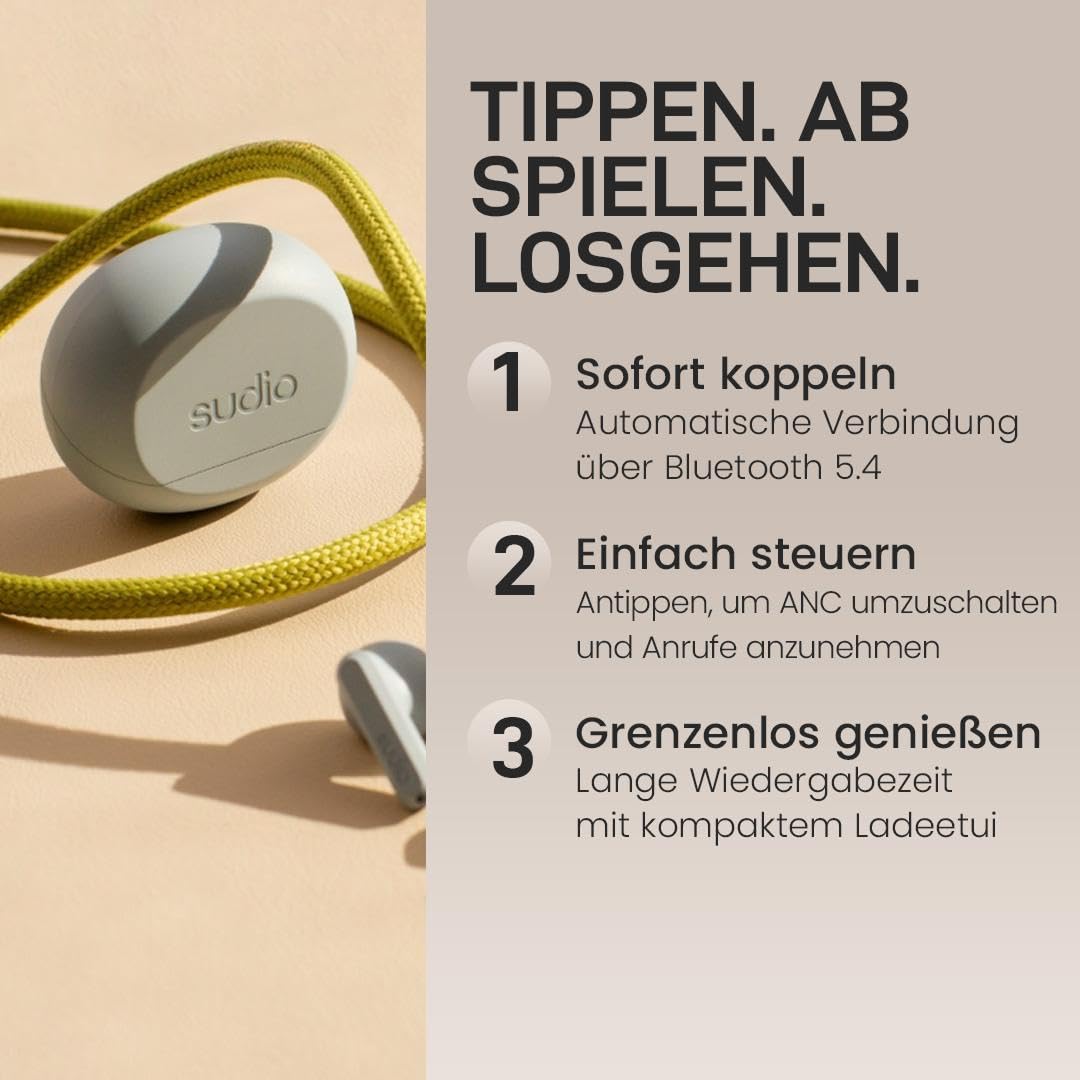 sudio A3 Pro True Wireless Kopfhörer Kabellos Bluetooth | Noise Cancelling In Ear Kopfhörer Bluetooth 5.4 | Aktive Geräuschunterdrückung | 25h Spielzeit | USB-C Ladecase | Blau