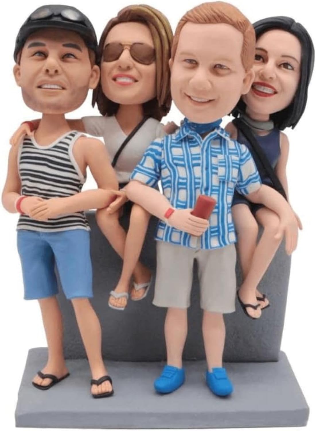 Novela Custom Couple Bobbleheads with 2 Dogs Figures Personalized, Full Body Handmade Customized Bobble Head Figurine Doll Sculpture Statue from Picture, 2 Person and 2 Dog/Cat/Pet，High Similarity