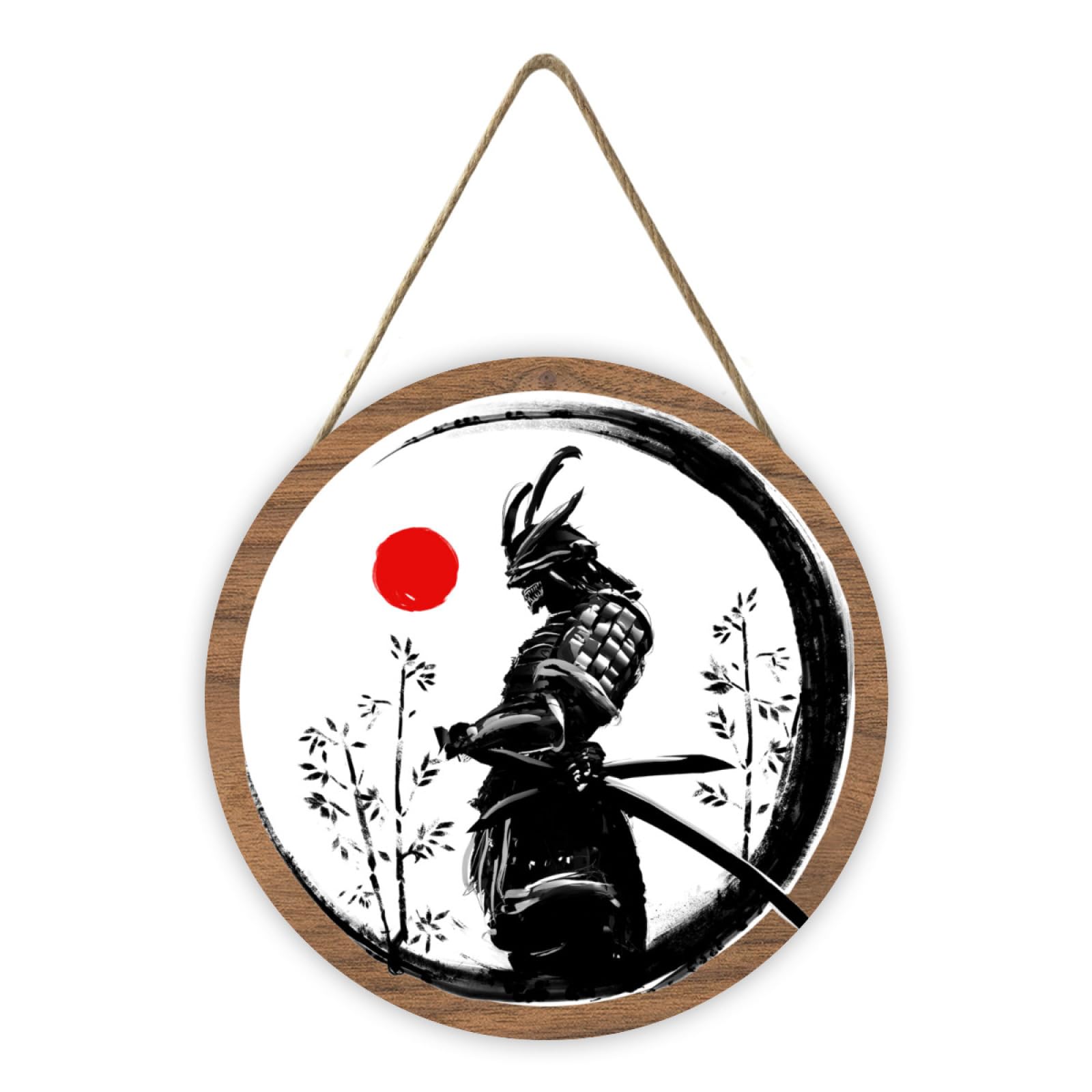 Amazon.co.jp: 壁掛け画 侍 武士 忍者 墨絵 水墨画 掛け画 木の看板