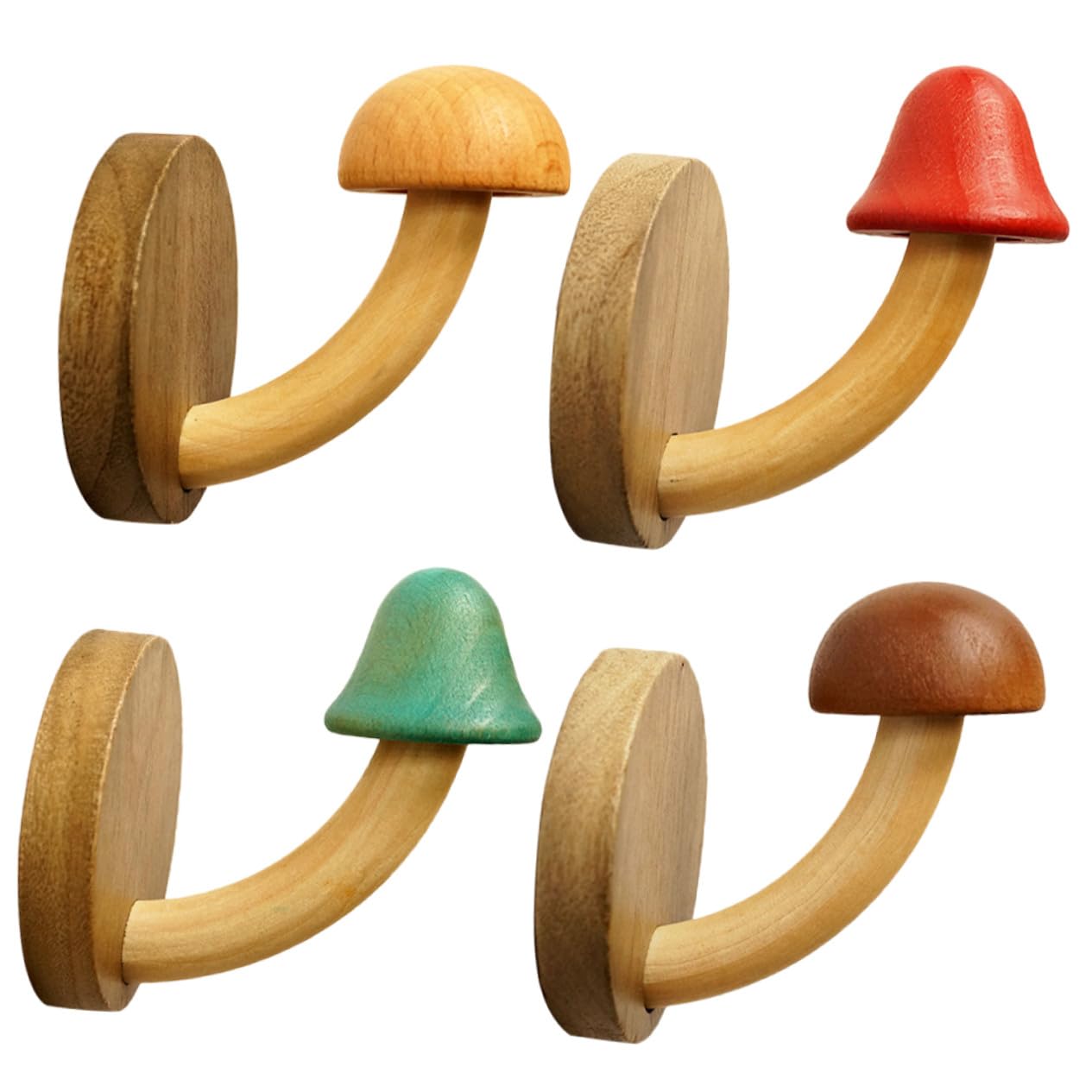 Patères en Bois Forme Champignon pour une Ambiance Douce et Chaleureuse