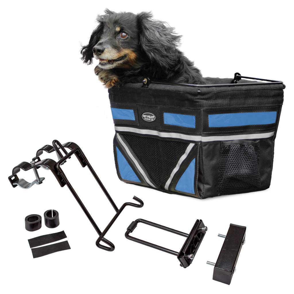 TRAVELIN K9 Pet-Pilot Original Small Dog Bike Basket with Color Options/Comes Assembled Just Install Mount (Blue)