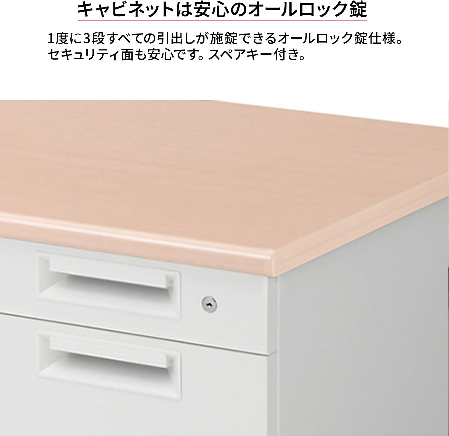 オフィスデスク スチールデスク SHデスク 両袖机 キャビネット付 幅140 奥行70cm 【ゲート】 天板ホワイト/本体ホワイト 配線