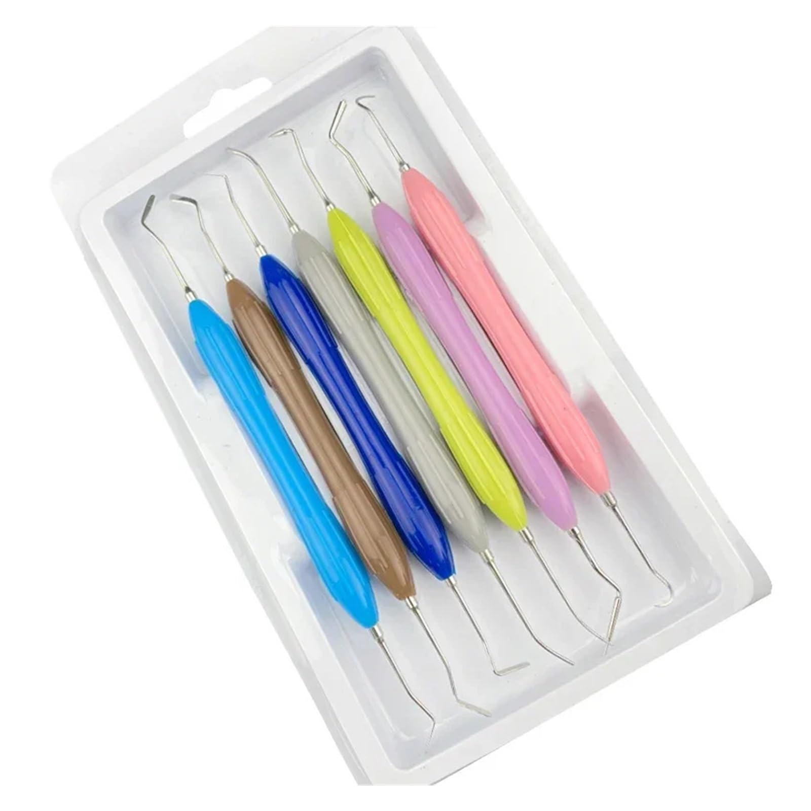 Kit de espátulas for relleno de resina compuesta dental, 7 o 10 piezas, juego de reparación estética, mango antideslizante de silicona con caja de esterilización.(7Pcs-set)