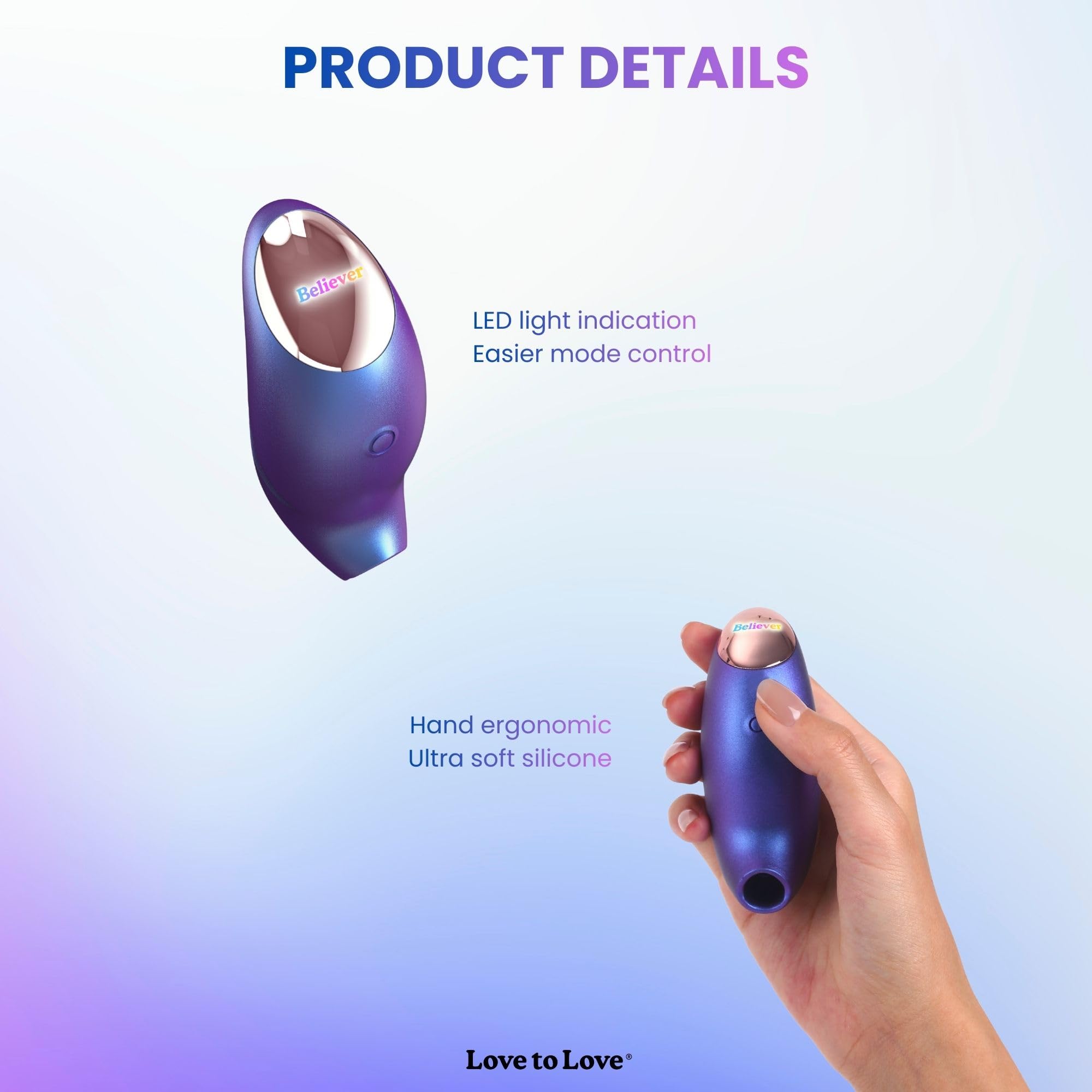 Love to Love Believer – Stimolatore clitorideo a suzione con tecnologia flapping, sex toy da donna telecomandato in silicone, ricaricabile, impermeabile IPX7, formato viaggio