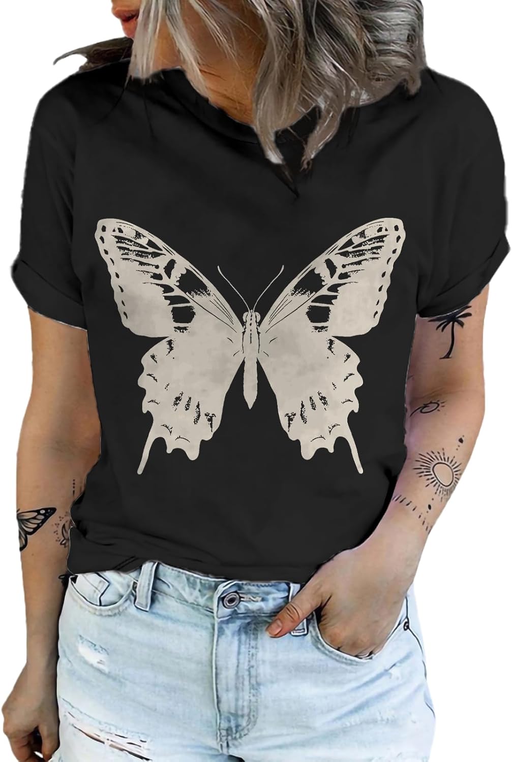 MARSVOVO Cotton Short Sleeve Shirts for Women Trendy Cute Crewneck Graphic Tees Breathable Loose Fit Work Summer Tops