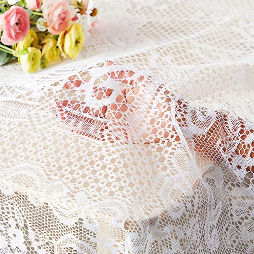 Juvale White Lace Tablecloth For Rectangular Tables, Vintage Style Wedding Table Cloths For Reception, Baby Shower, Birthday Party, Formal Dining, Dinner Parties (60 X 97 Inches) #TOP2
