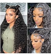 IFTIME Deep Wave Lace Front Wigs Human Hair 30inch Deep Curly 13x4 Transparent Lace Front Wigs Hu...