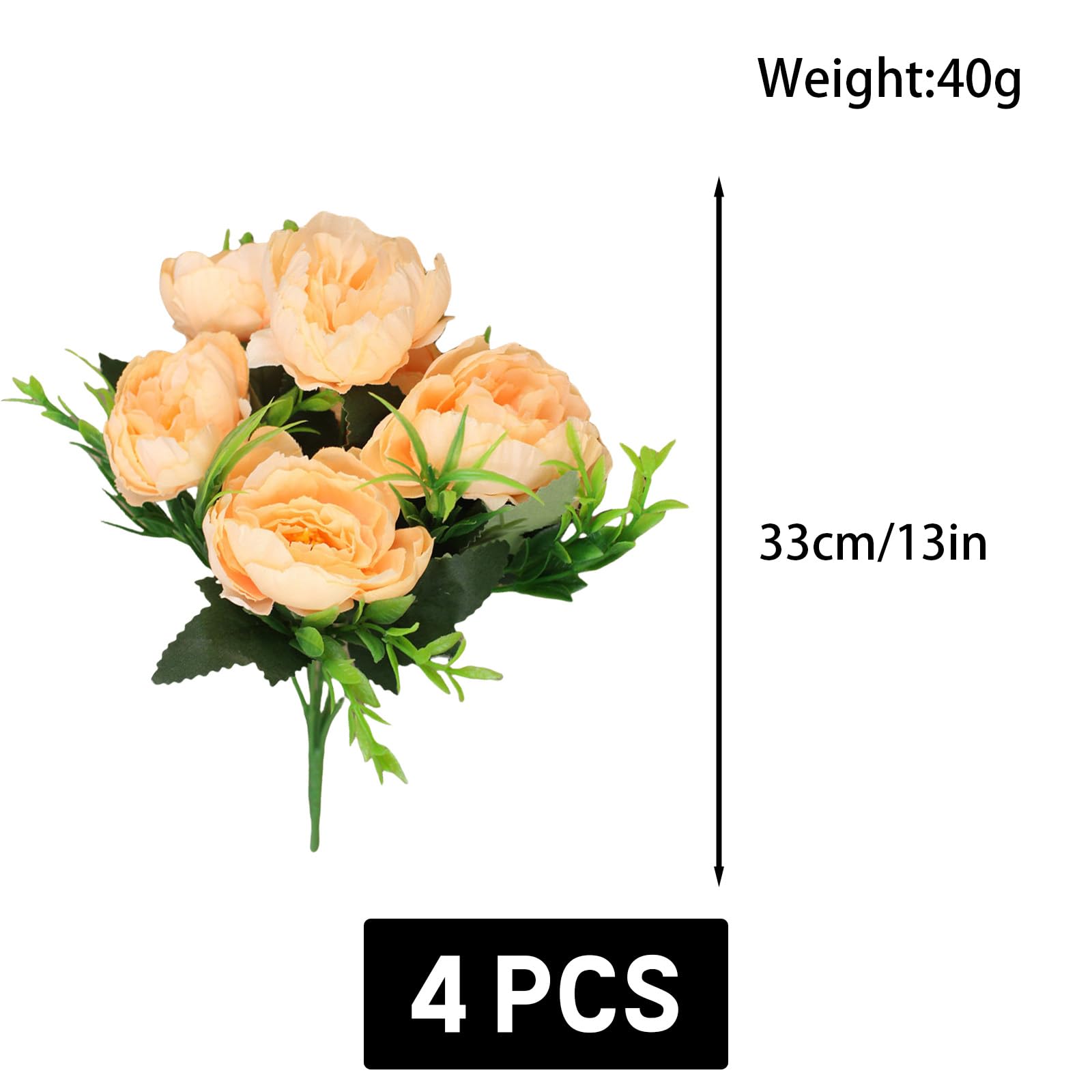 astylishome Decorative Artificial Flowers Peony Bouquet Big Peonies Flower with Stems for Wedding Home Office Hotel Decoration Table Centerpieces DIY Floral Arrangements Yellow 0809 - Image 3