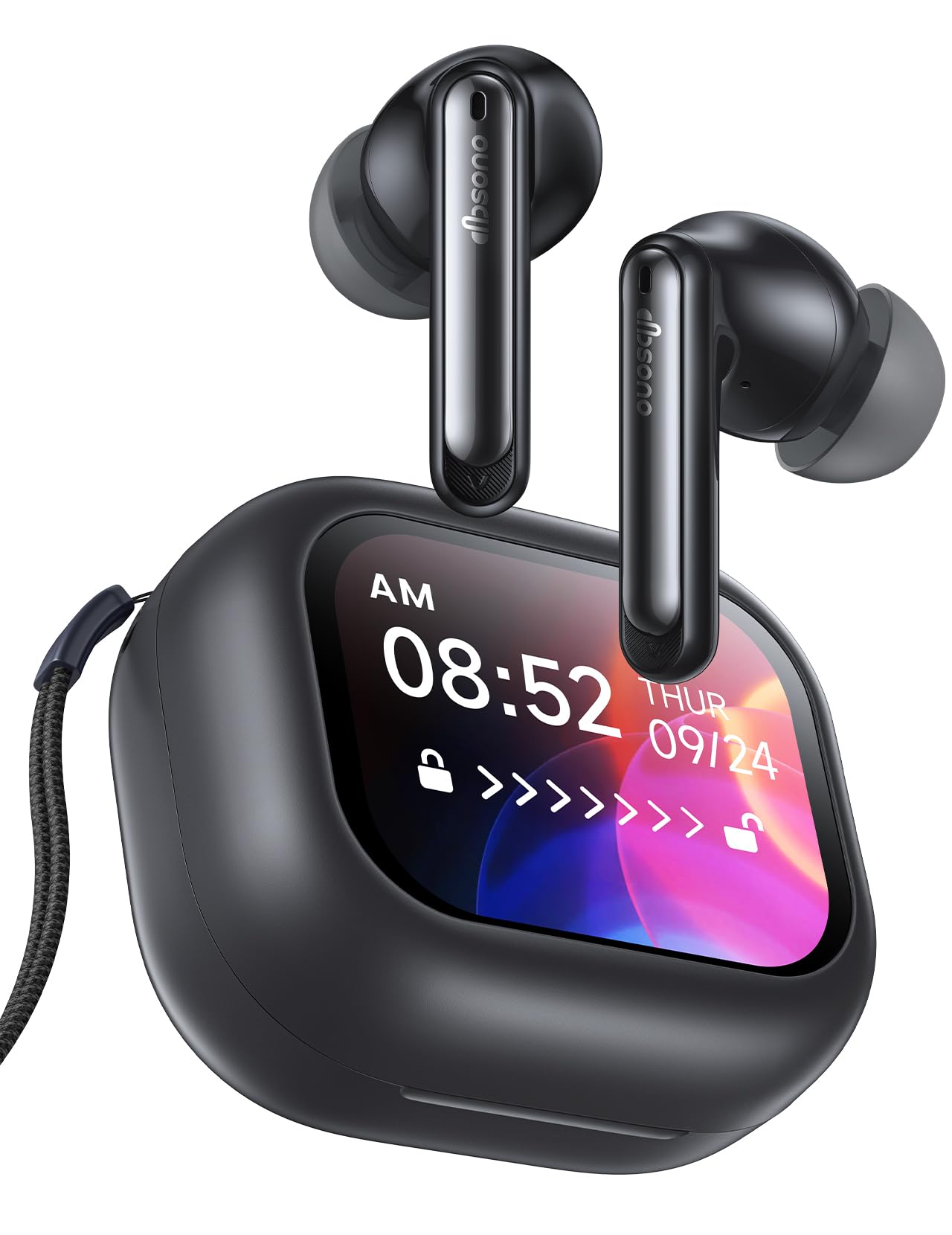 Wireless Bluetooth Earbuds: 5.4 TWS, 13mm Drivers Hi-Fi Deep Bass, 30H Playtime, Touchscreen Control, Mic for Calls, IPX5 Water-Resistant, White Elephant Stocking Stuffers for Men/Women/Adults, Black