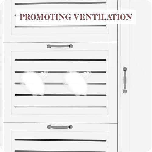 Vista 5 de Armario estrecho de almacenamiento de zapatos con 3 cajones abatibles, puertas y estantes ajustables, armario delgado para armario de entrada