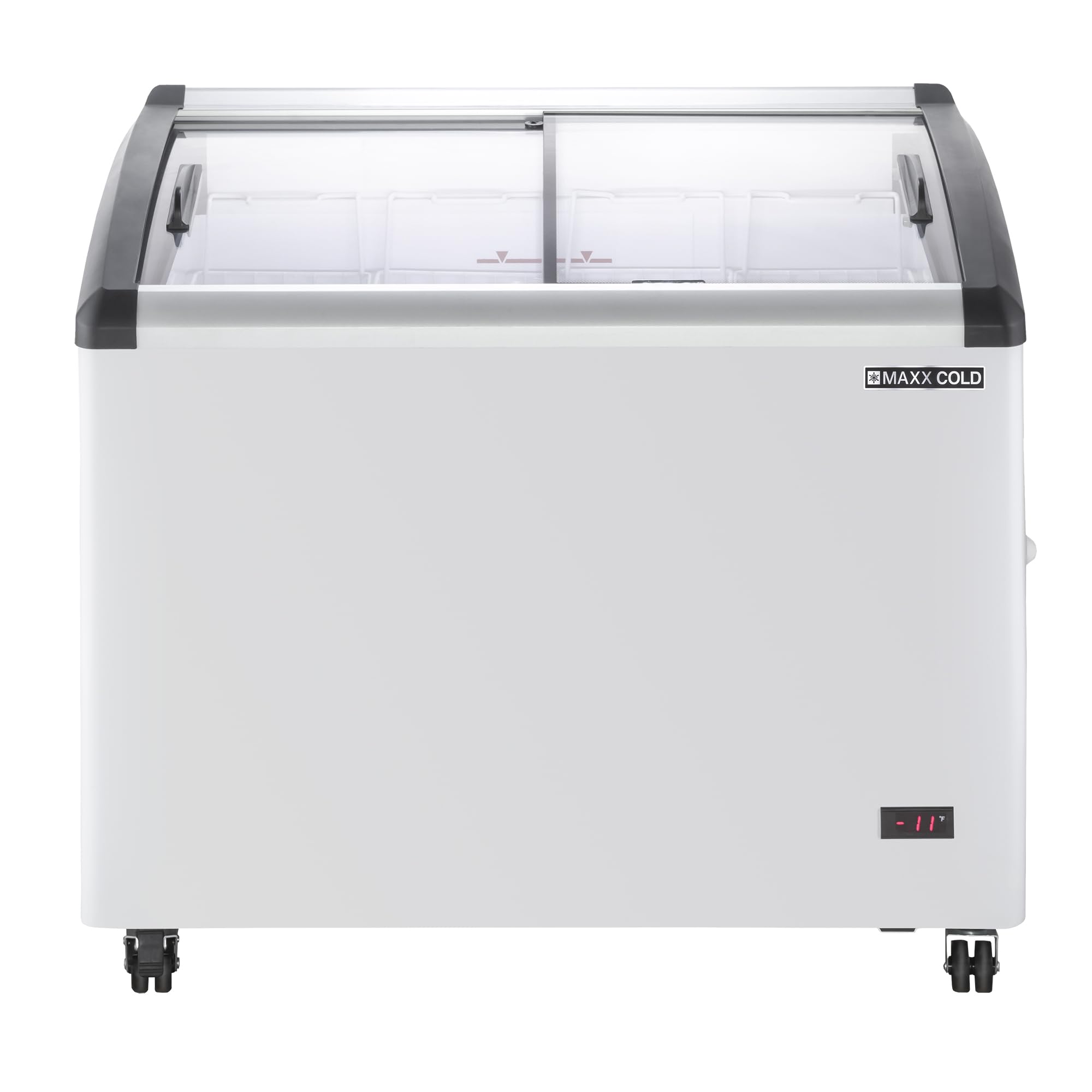 Curved Glass Top Chest Freezer Display by MAXX Cold – White, Model MXF40CHC-4
