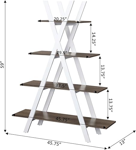 Miniatura 3 de Convenience Concepts Oxford - Estantería de 4 niveles con marco A de 4 niveles para sala de estar, habitación familiar, estantería en forma de X