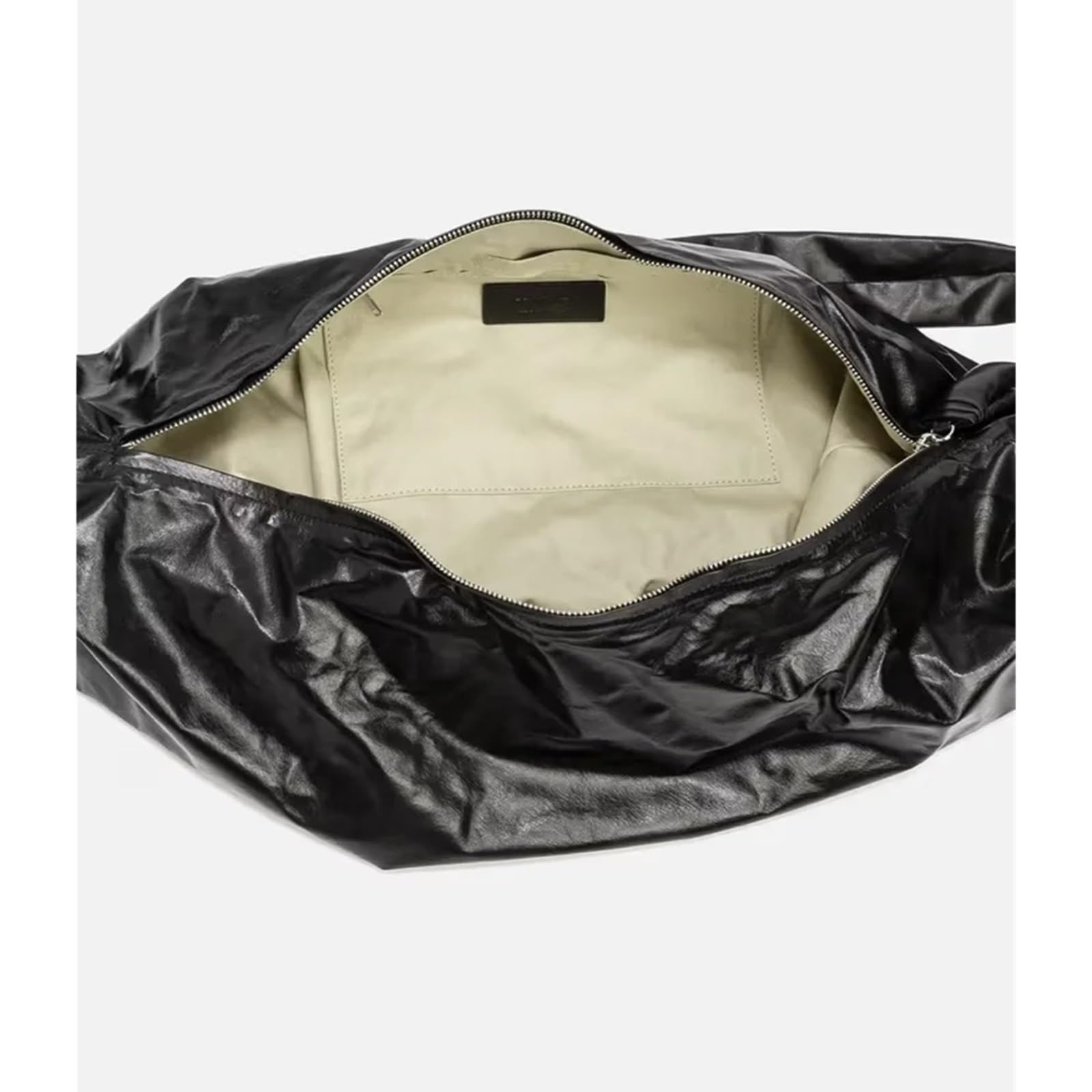 Generisch Croissant-Handtasche mit gekräuseltem, weichem, glänzendem, gebogenem Horn und Einzelschulterfutter Reißverschluss(L)