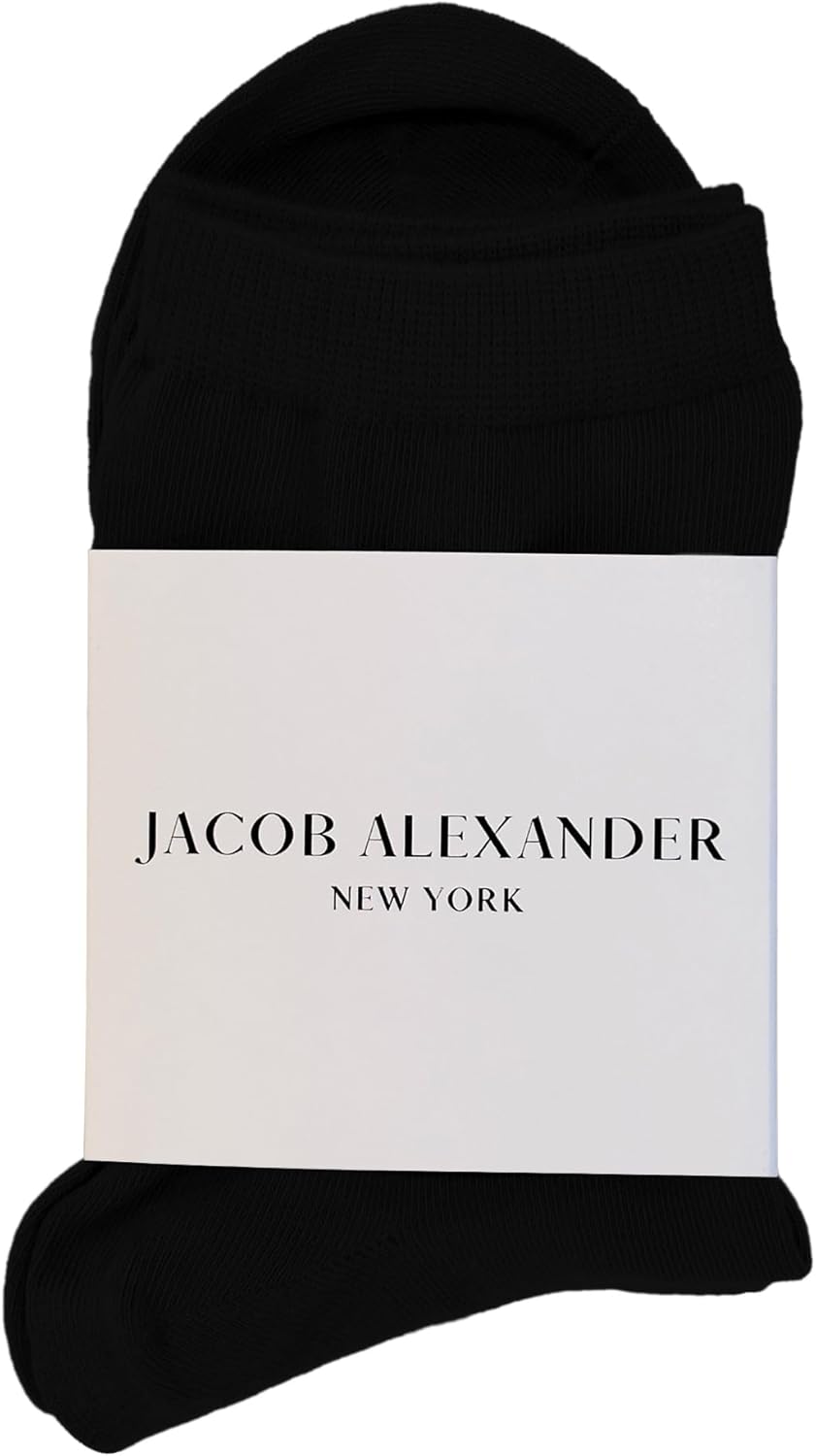 Jacob Alexander Pair of Adult Solid Crew Dress Socks - Image 4