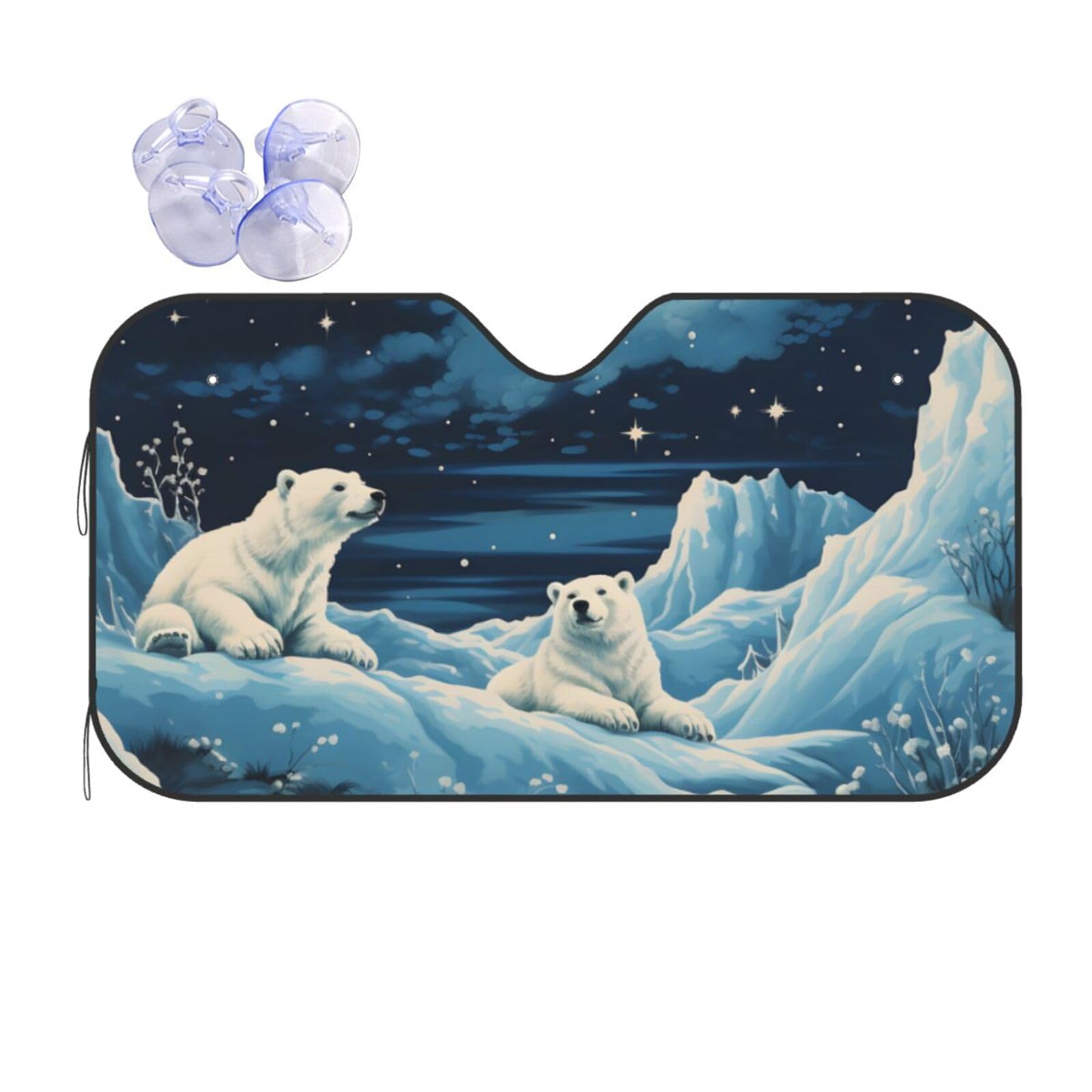 Paraguas para parabrisas con diseño de oso blanco invierno y aislamiento térmico universal M 4