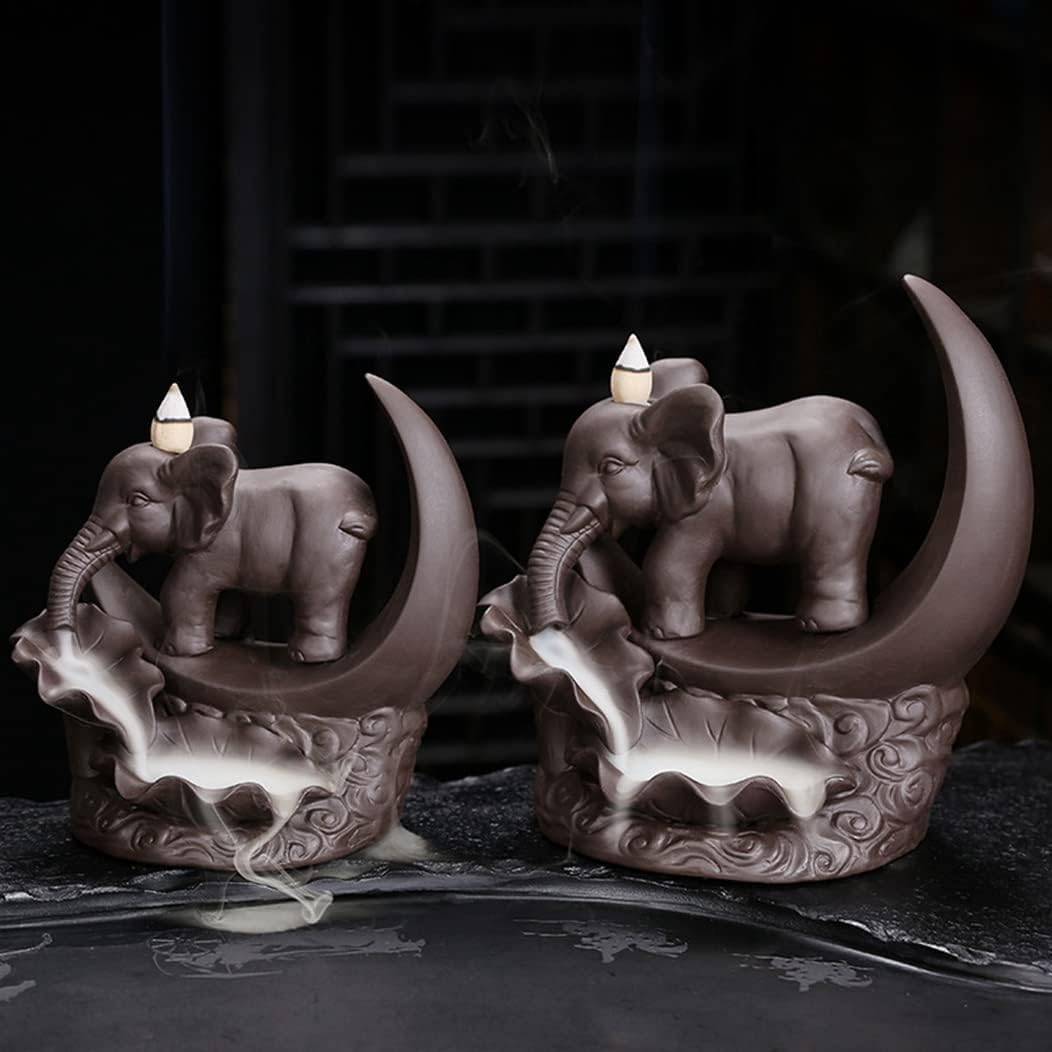 Creative Crescent Elephant Backflow Incense Burner Home Sandalwood Incense Burner Holder Tea House Decoration Crafts