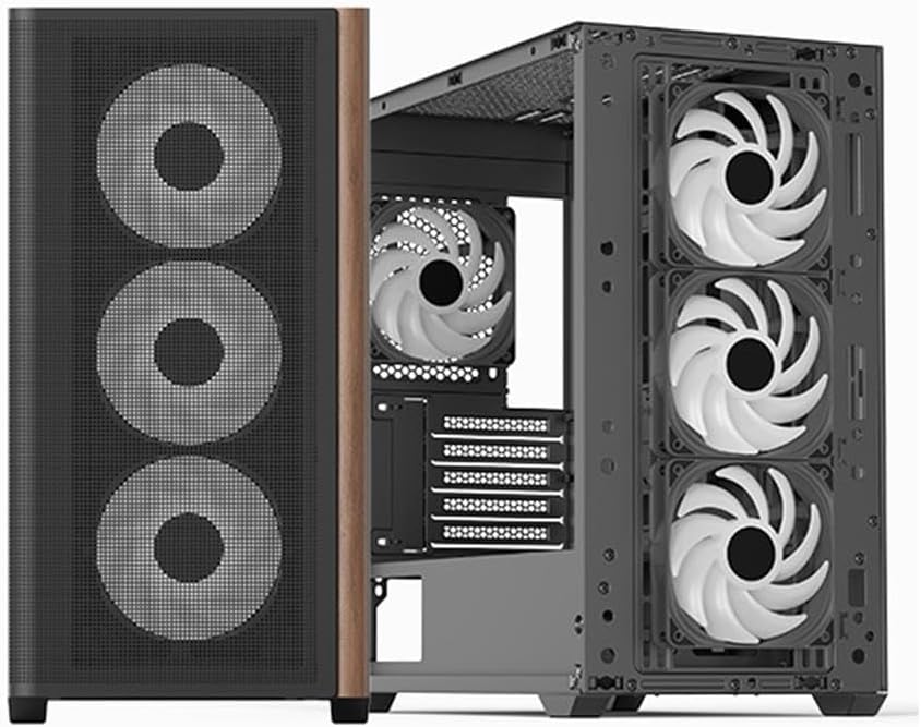 AeroCool D301A Mid-Tower Case with the front panel removed, revealing the fan mounts.
