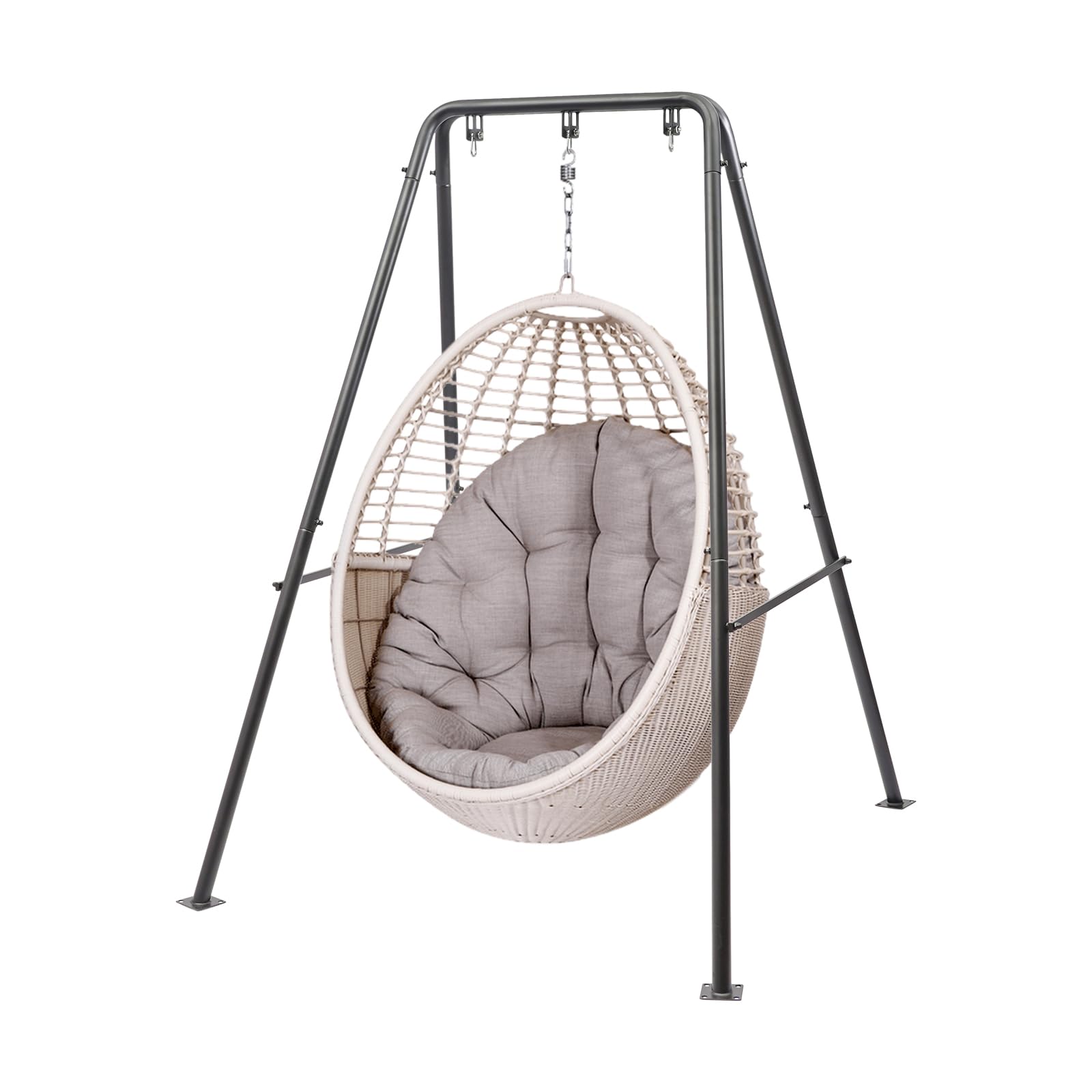 Fauteuil suspendu, 134 x 118 x 178 cm, structure en métal, cadre de fauteuil suspendu pour intérieur/extérieur pour chambre à coucher, balcons, jardins