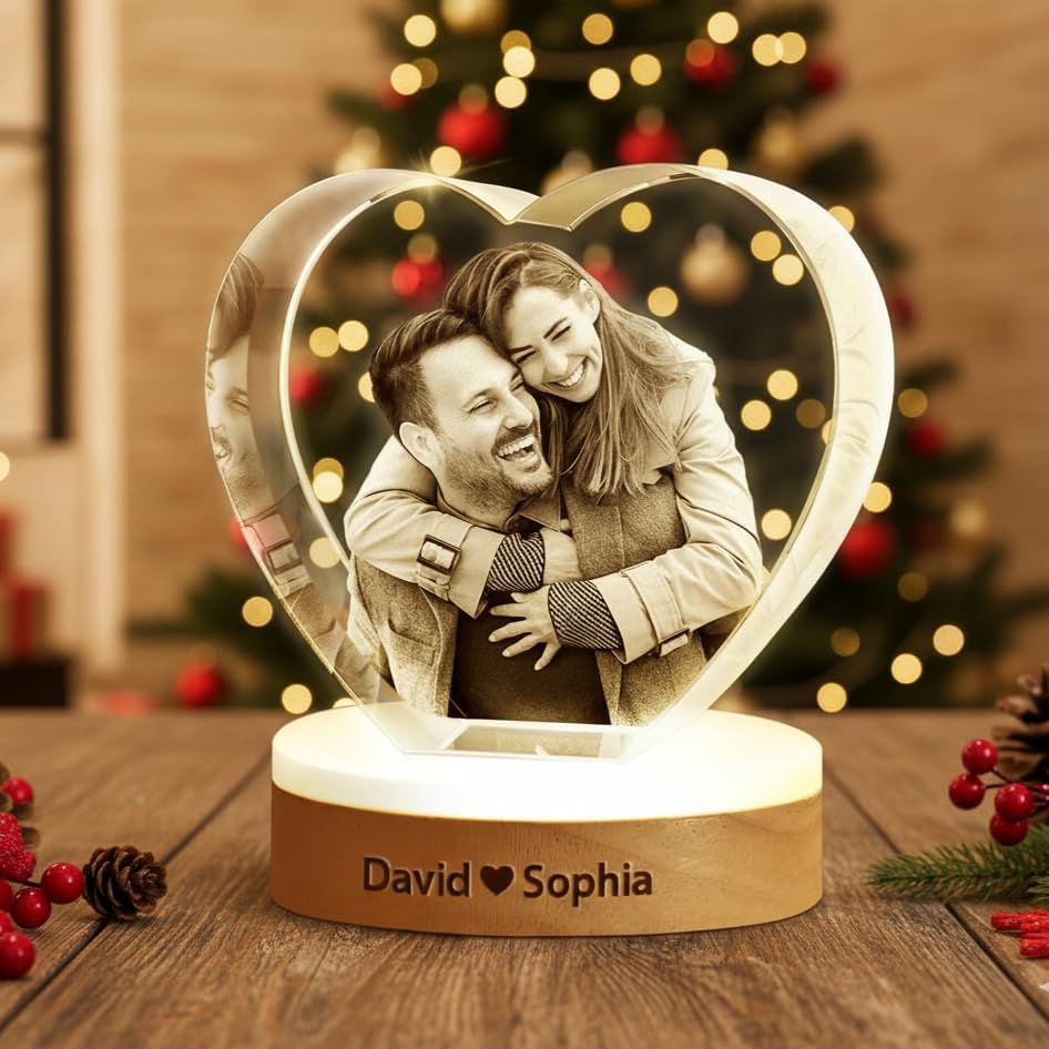 Miniatura 2 de AVAGifts Foto de cristal 3D, regalo personalizado  Regalos personalizados para papá y mamá, él, ella, esposa y marido. Regalos de imagen