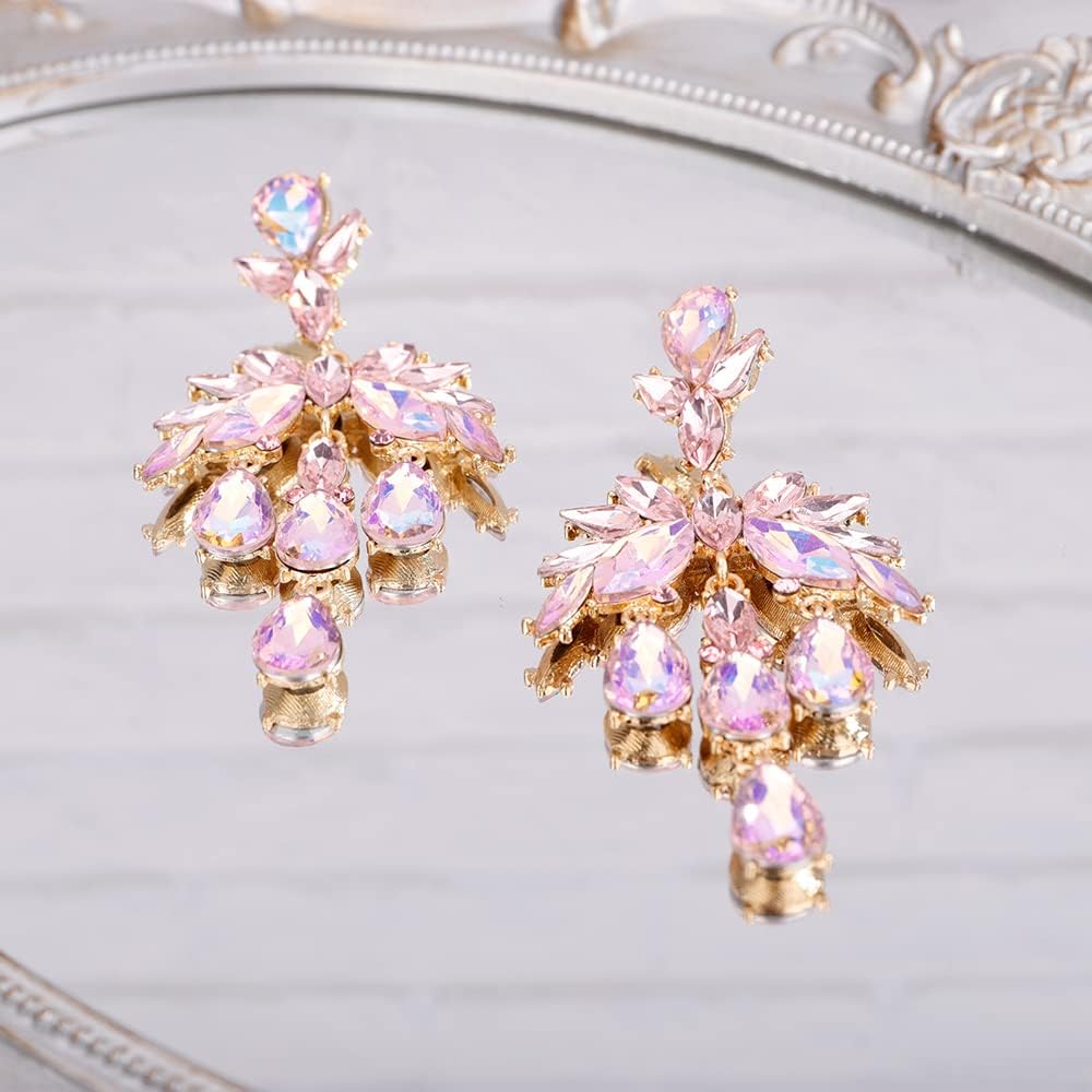 Denifery Wedding Teardrop Dangle Earrings Crystal Rhinestone Earrings Chandelier Earrings Rhinestone Dangle Drop Earrings for Women and Girls - Image 6