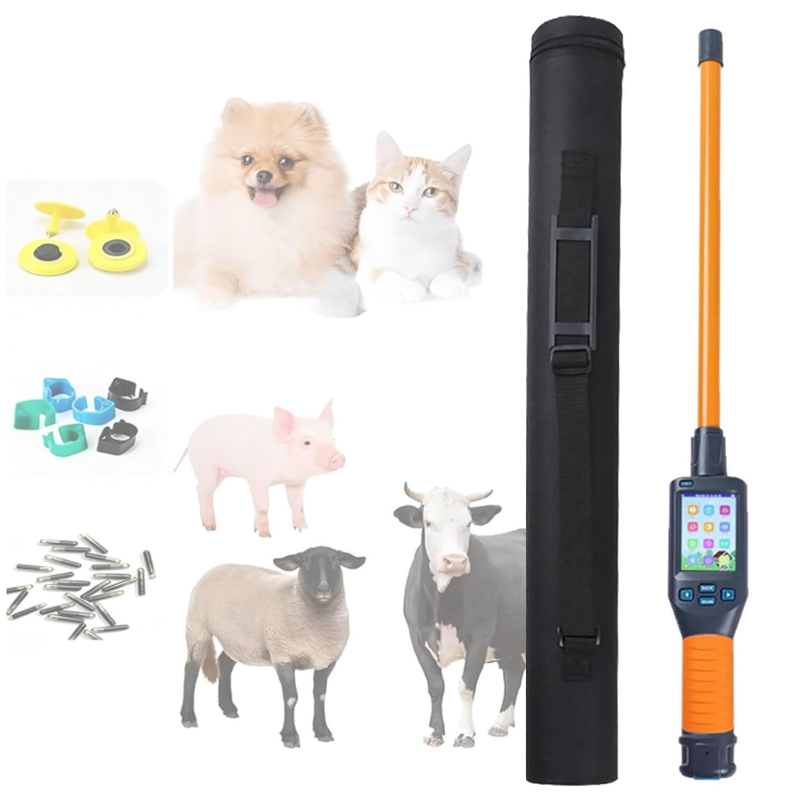 Hydravex Pet Microchip Scanner Reader, Handheld RFID Tag Identifier Animal Ear Tag Stick Scanner, 30s Auto Power Off & Storage Up To 20000 Datas, for Dog/Cat/Pig/Animal
