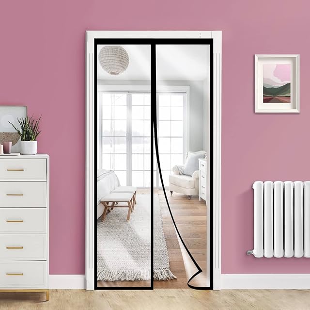 Thermal Insulated Door Curtain, Magnetic Upgraded-EVA Door Cover Curtain, Self-Sealing Temporary Door Keep Warm in Winter Cool in Summer for Air Conditioner Heater Room Home (Fits Door Size 34" x 82")
