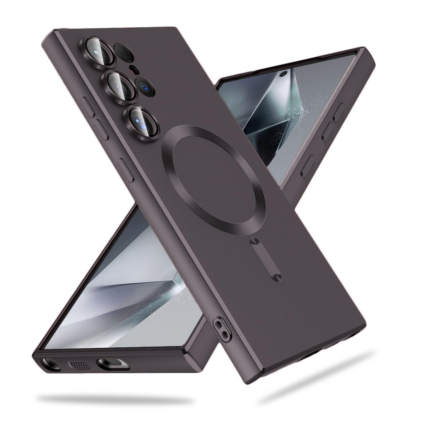 DIZORO Samsung S24 Ultra Case, Compatible with Mag Safe Back Cover, Matte Luxury Metallic Luster Flexible TPU Wireless Charging Shockproof Case with Camera Protector Lens (Coffee)-image-20