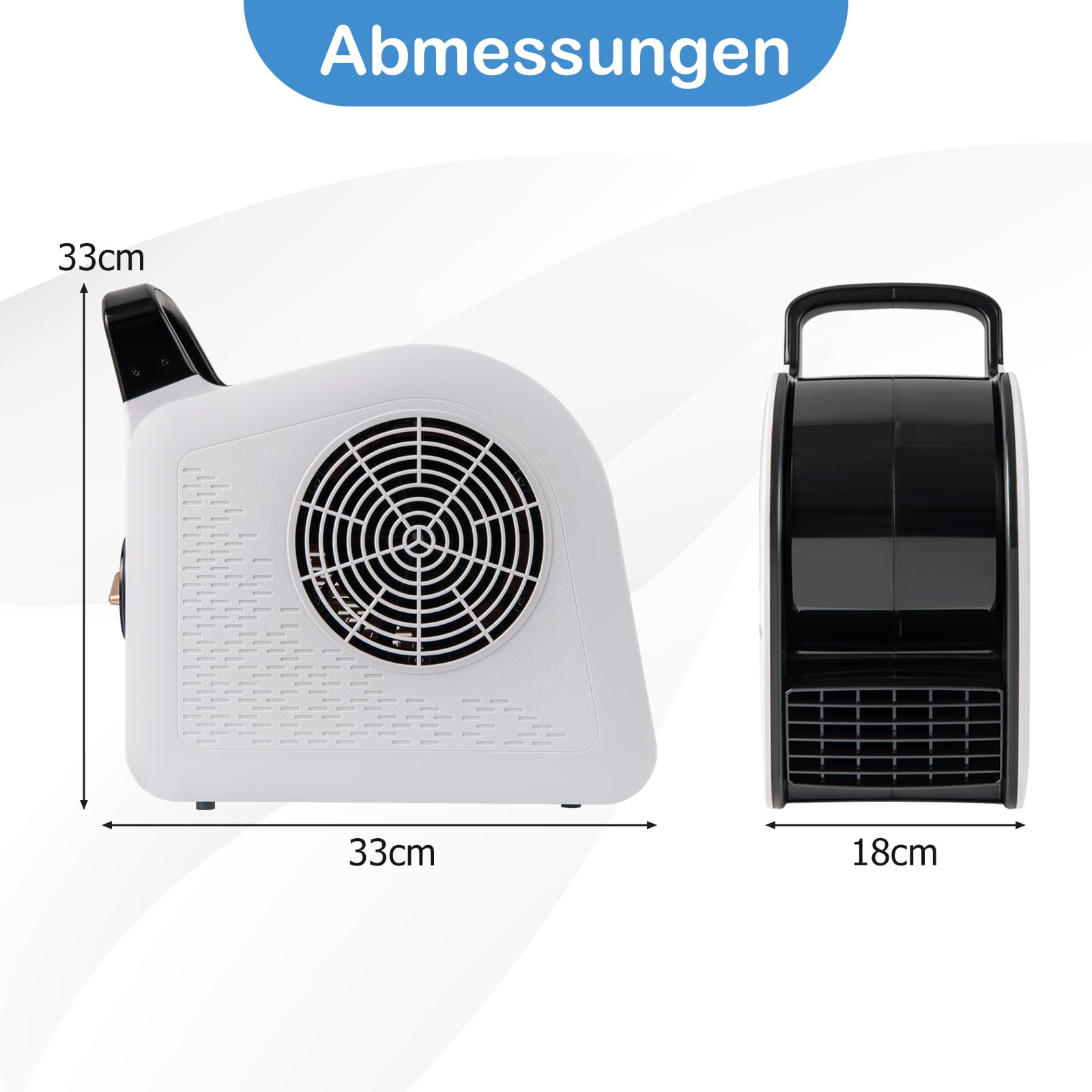 RELAX4LIFE Bodenventilator 130W, Bodengebläse mit 3 Geschwindigkeiten & 185° schwenkbarem Kopf, Floor Drying Fan zum Trocknen, Kühlen, Belüften, 2 AC-Steckdosen, Ventilator für Zuhause, Büro, Gym