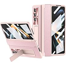 Generic case Compatible with Samsung Galaxy Z Fold 8 Ultra Color Pink Shockproof Hinge Leather Plating Hard flip Back case with Front Screen Glass Film