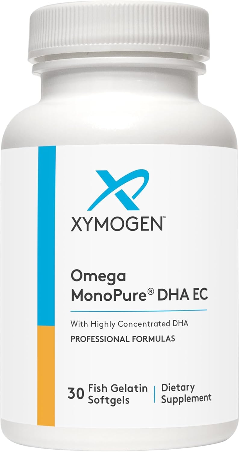 XYMOGEN Omega MonoPure DHA EC - Cardiovascular Immune & Brain Support - Concentrated DHA Fish Oil - Monoglyceride Omega-3 Supplement - 30 Softgels
