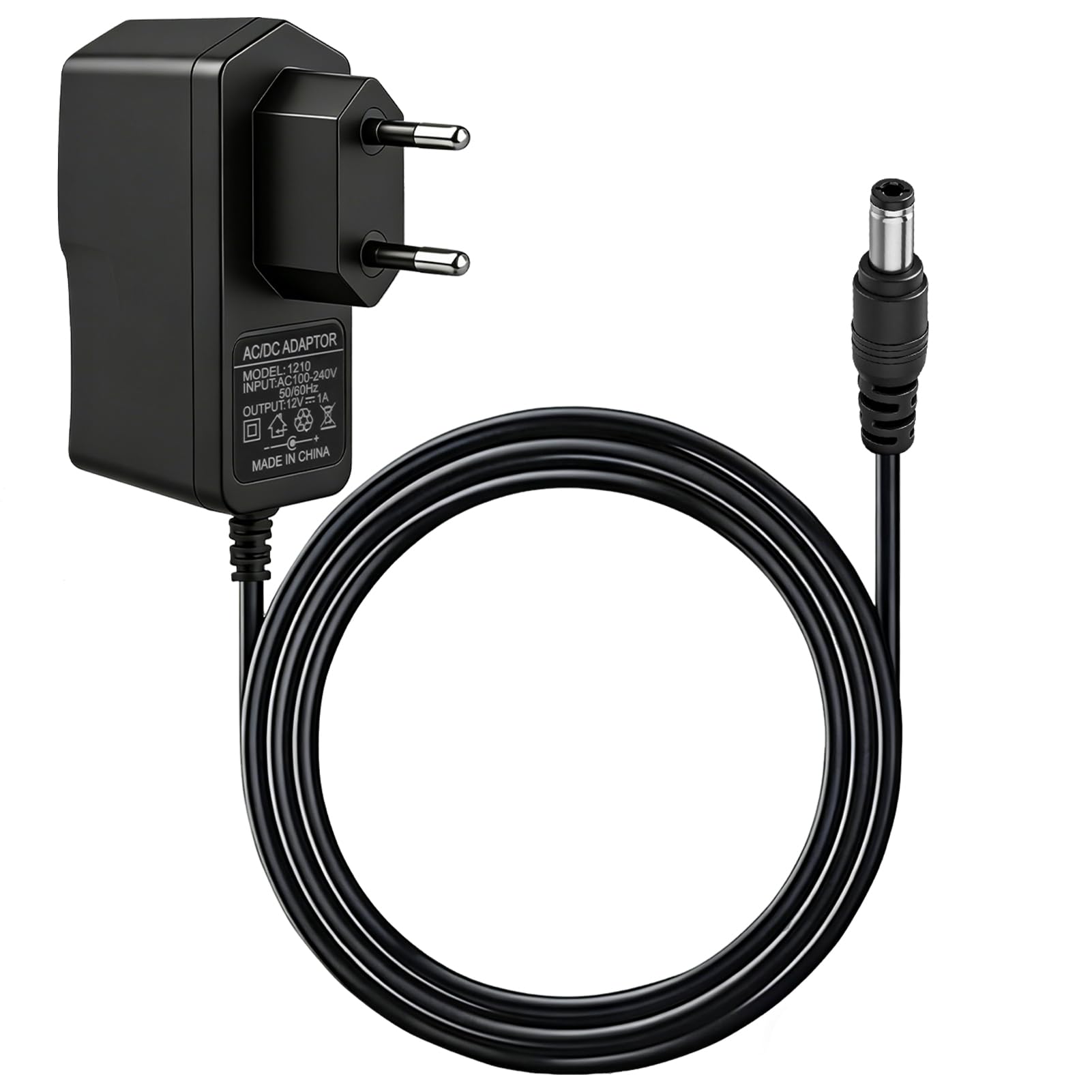 Uniwersalny zasilacz sieciowy 12 V, 12 W, zasilacz AC 100-240 V 50/60 Hz, 12 V uniwersalny zasilacz ze złączem 5,5 x 2,5 mm, ładowarka do taśm LED TV Box, router, 1 M
