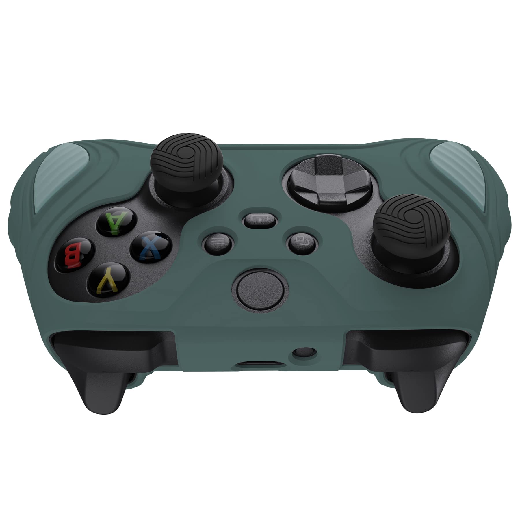 PlayVital Funda de Silicona para Xbox Series X/S - Cubierta Protectora Antideslizante de Tacto Suave con 6 Tapas de Joystick, Protector para Mando (Edición Escorpión-Gris Templeton & Gris Jade)