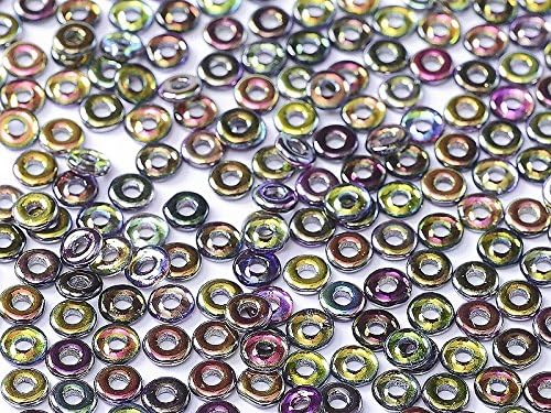 Czech Glass Flattened O Beads, 3.8x1mm, 8 Gram Tube, Purple