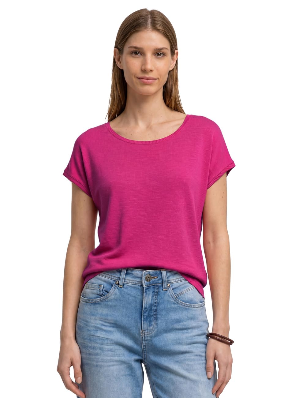 Street One Women's 3230526 Dropped Shoulder Shirt with Crew Neck (Pack of 1), Magenta Dream, 20