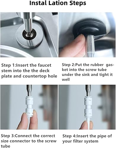 Miniatura 7 de Grifo de agua potable para cocina, grifo de ósmosis inversa 100% sin plomo, grifo de agua filtrada de cocina de acero inoxidable, grifo RO de níquel
