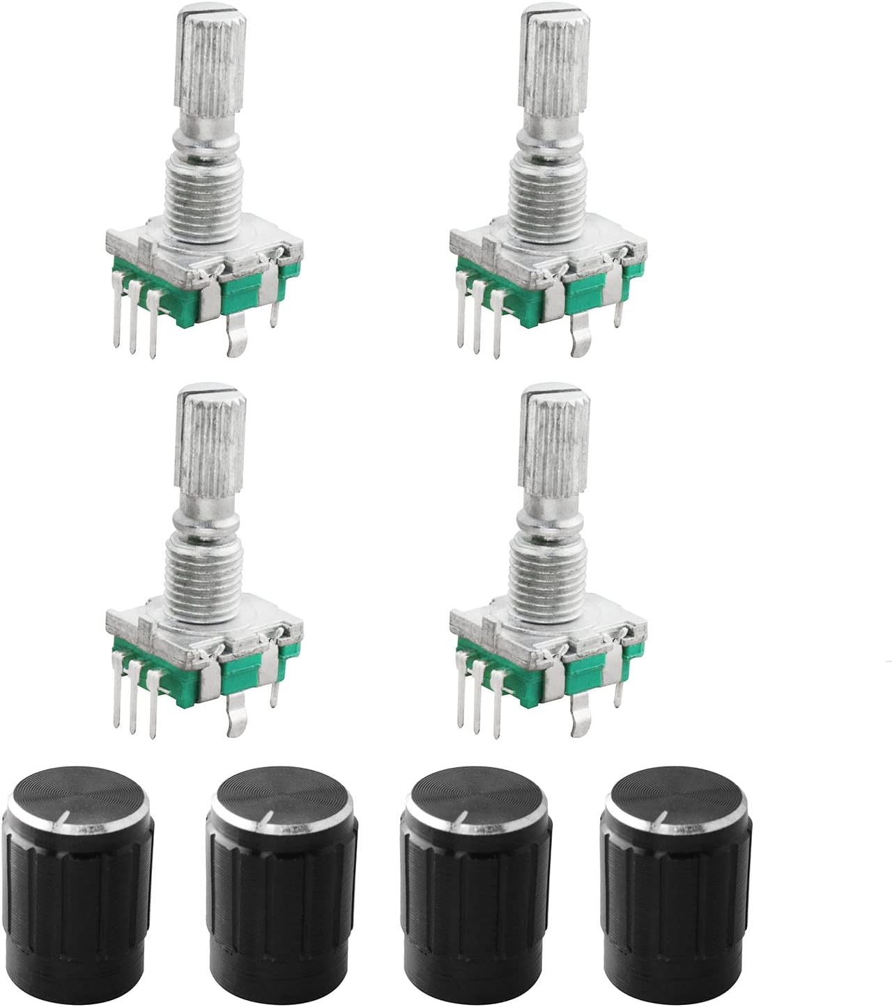 4SETS 5 Pins and Knob Cap 360 Degree Rotary Encoder Code Switch Digital Potentiometer with Push Button