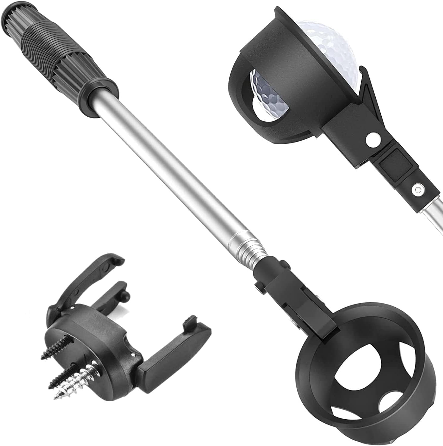 Golf Ball Retriever Telescopic Pick up Scoop with 2 Pcs Ball Retriever
